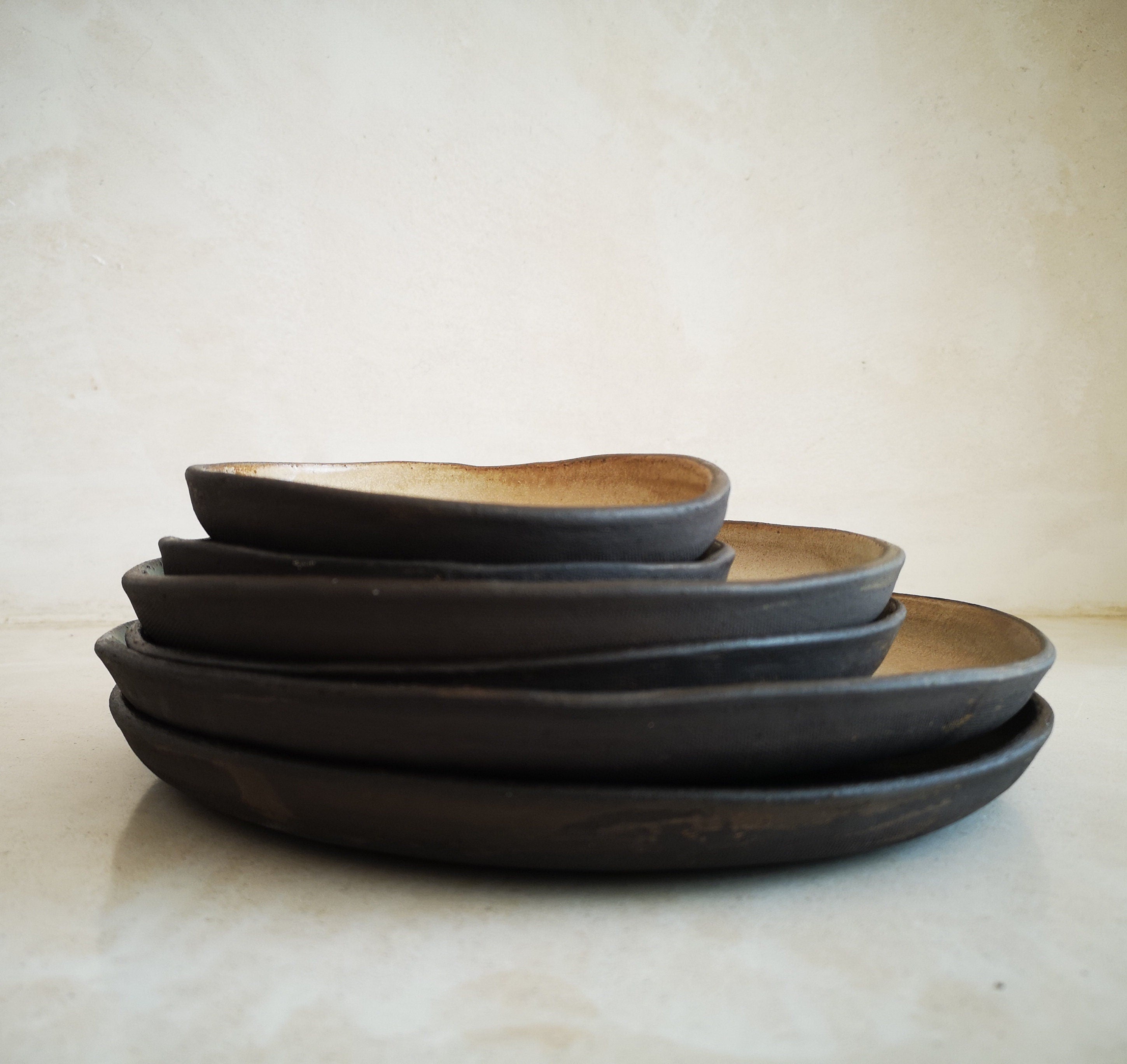 Ceramic Kitchenware , Beige and Turquoise Ceramic Plates , Handmade plate, Round Plater