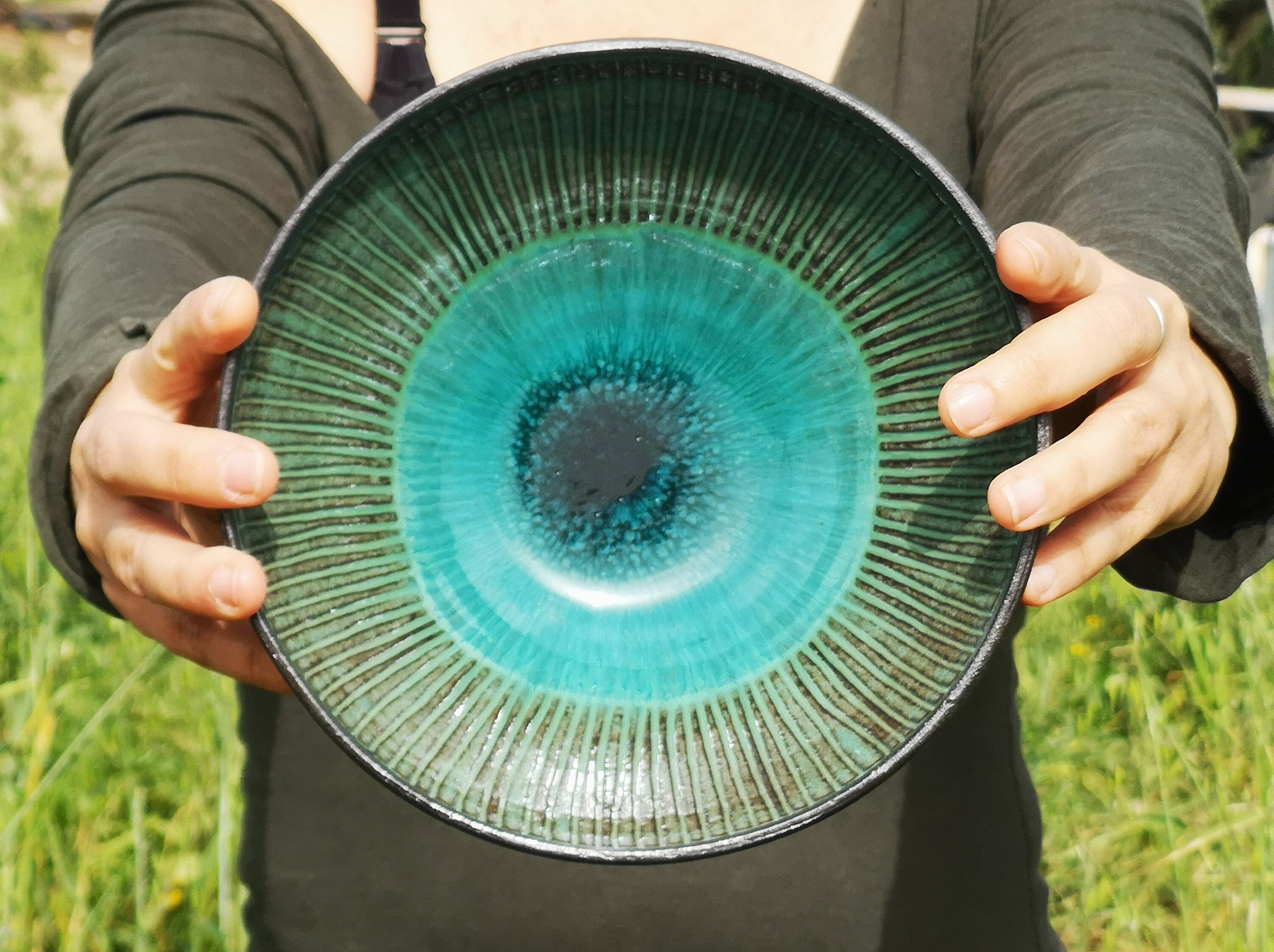 Handmade Ceramic Pasta Bowls (Set of 2): Turquoise Ramen Bowls