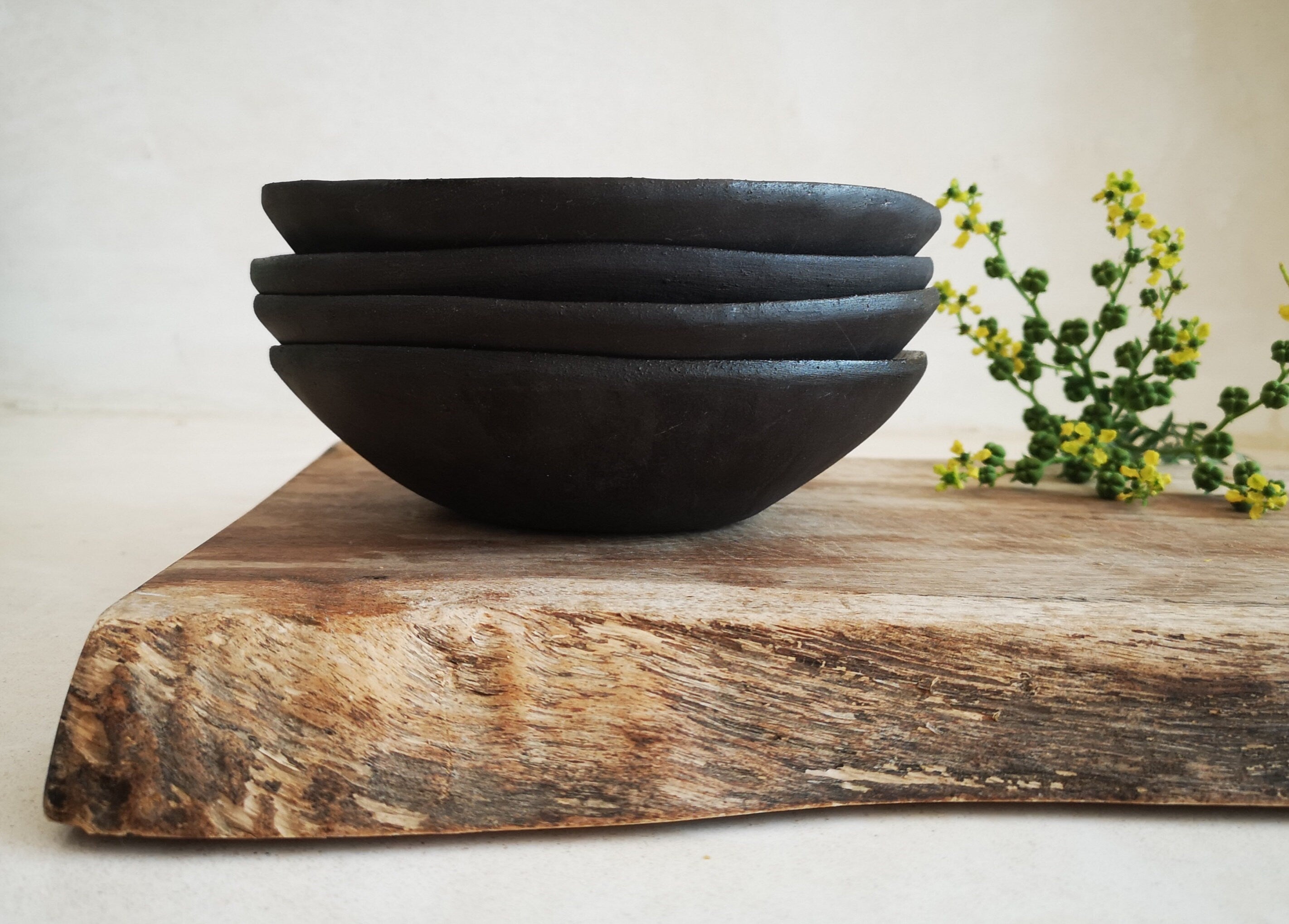 Set of 4 Turquoise Ceramic Bowls: Handmade Pottery Snack Bowls