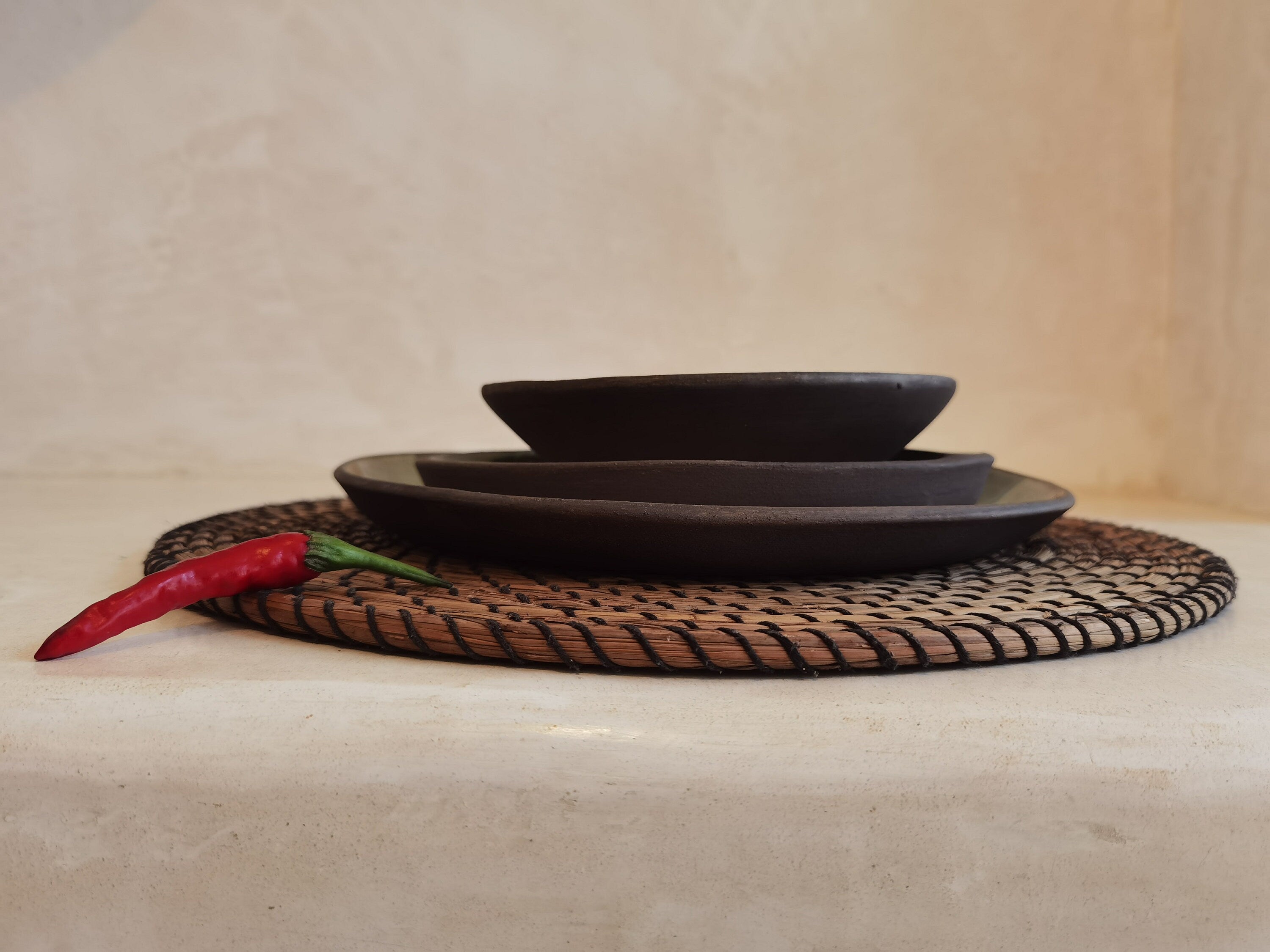 Handmade Ceramic Dinnerware Set: Turquoise & Brown Pottery