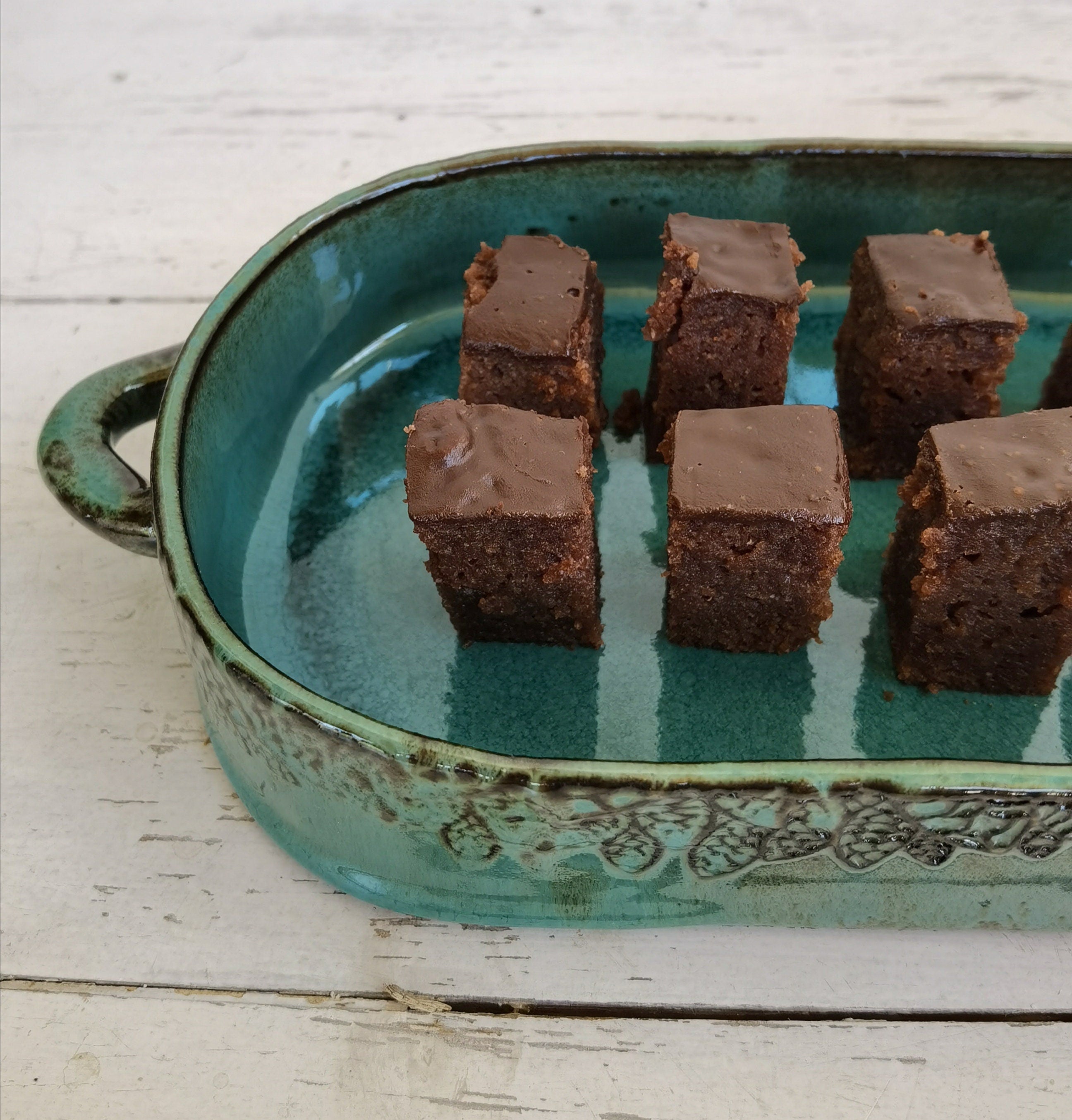 Handmade Turquoise Ceramic Serving Tray: Pottery Cheese Board
