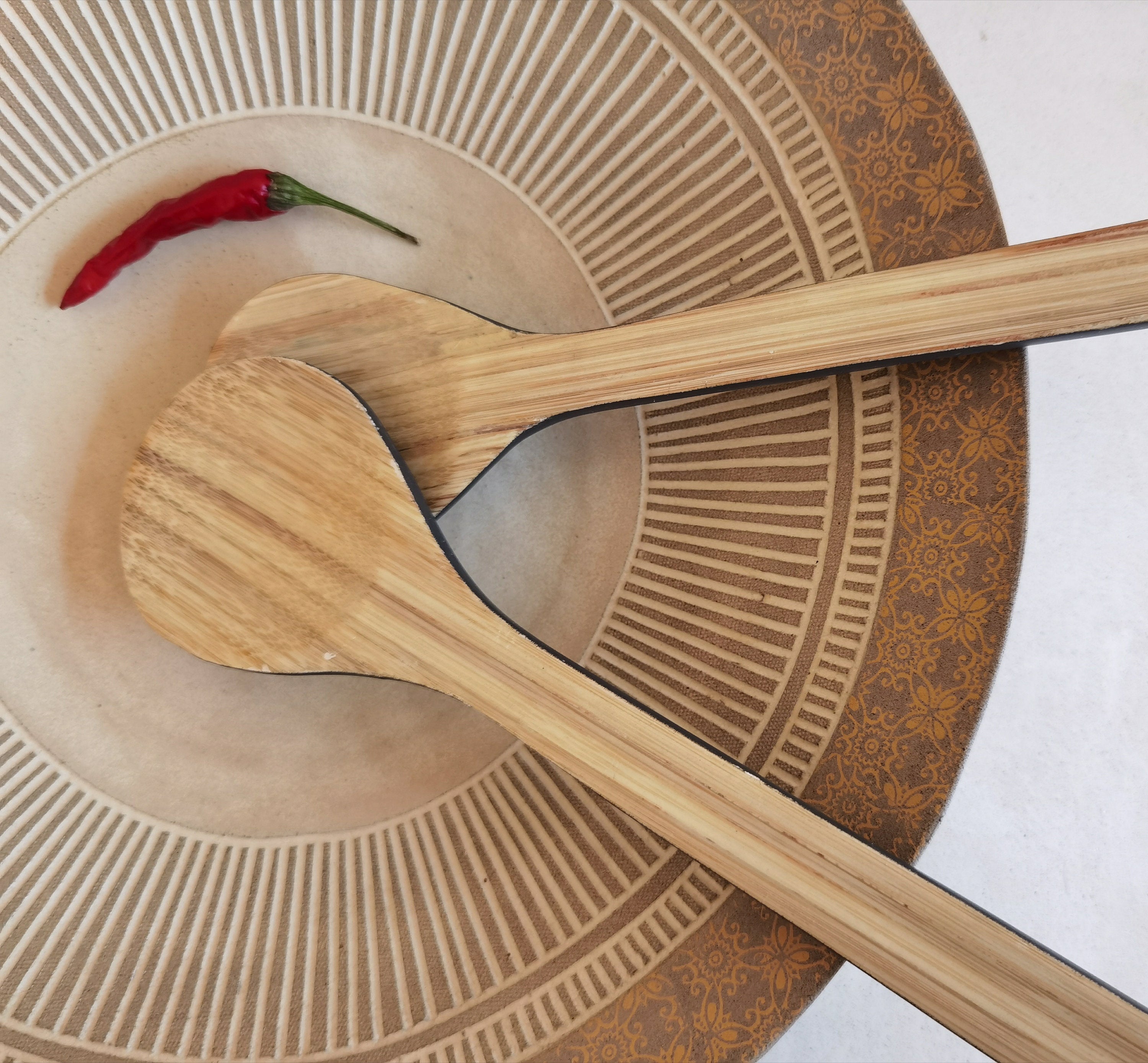 Large Ceramic Serving Bowl: Rustic Handmade Pottery with Print