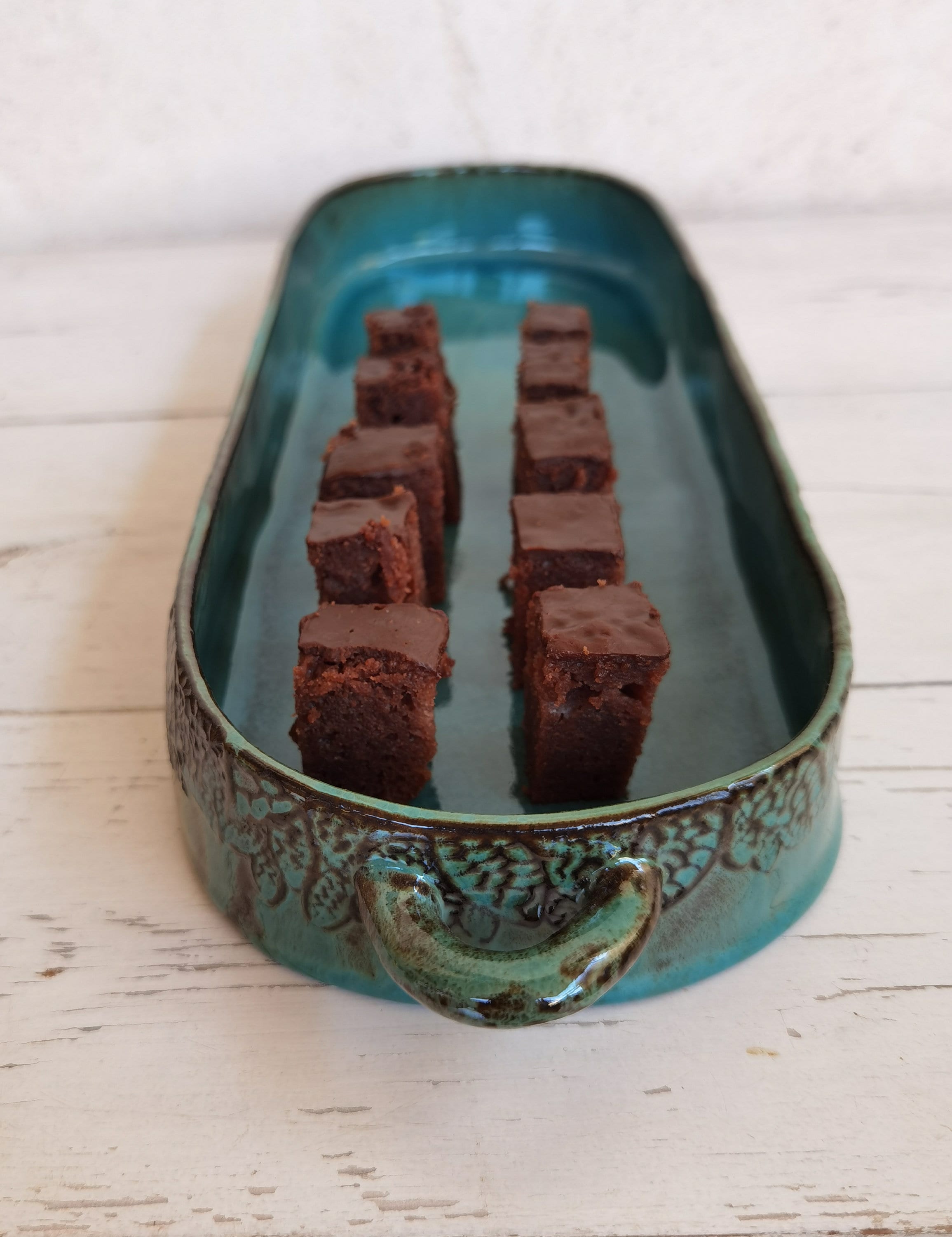 Handmade Turquoise Ceramic Serving Tray: Pottery Cheese Board