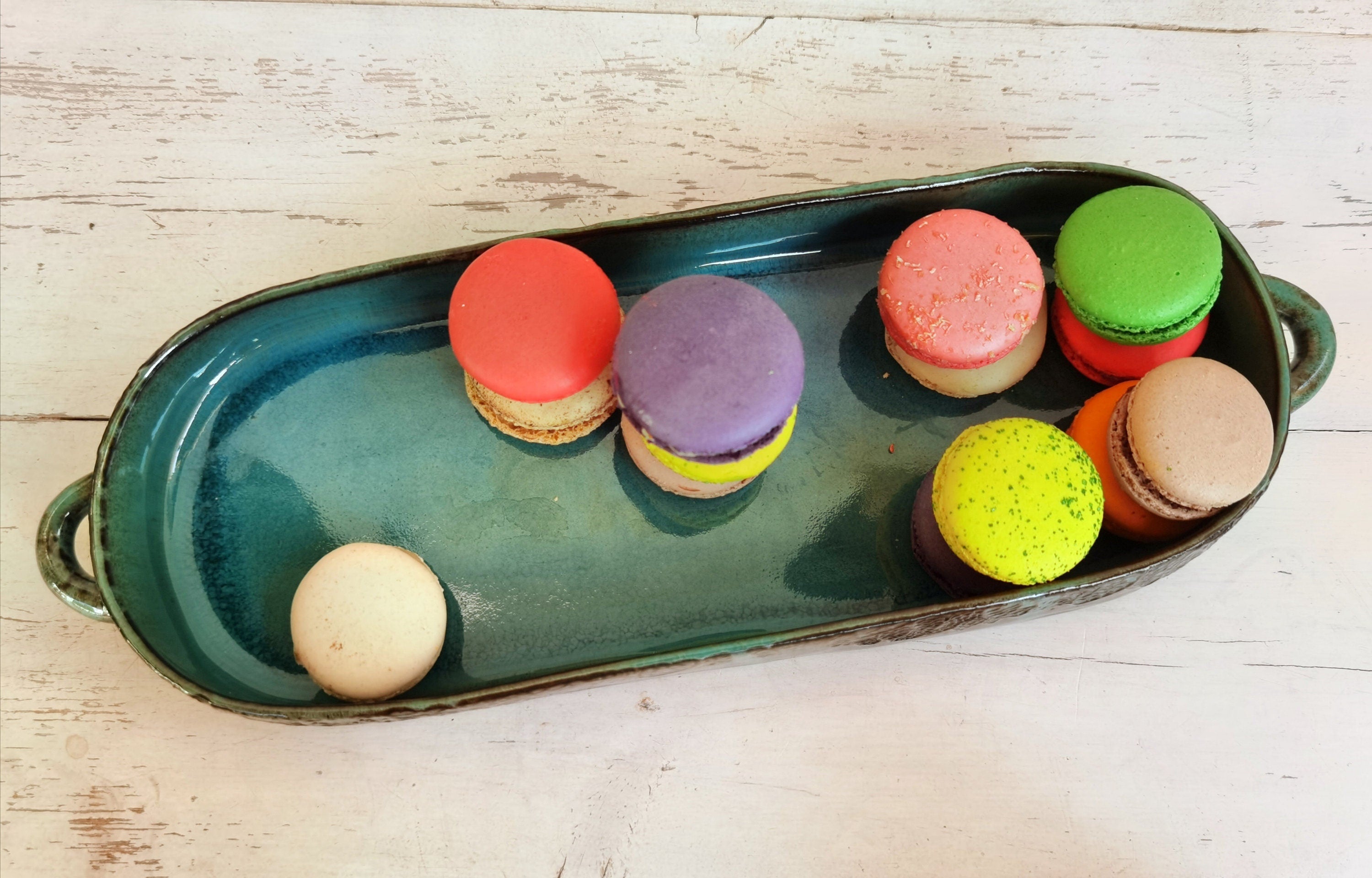 Handmade Turquoise Ceramic Serving Tray: Pottery Cheese Board