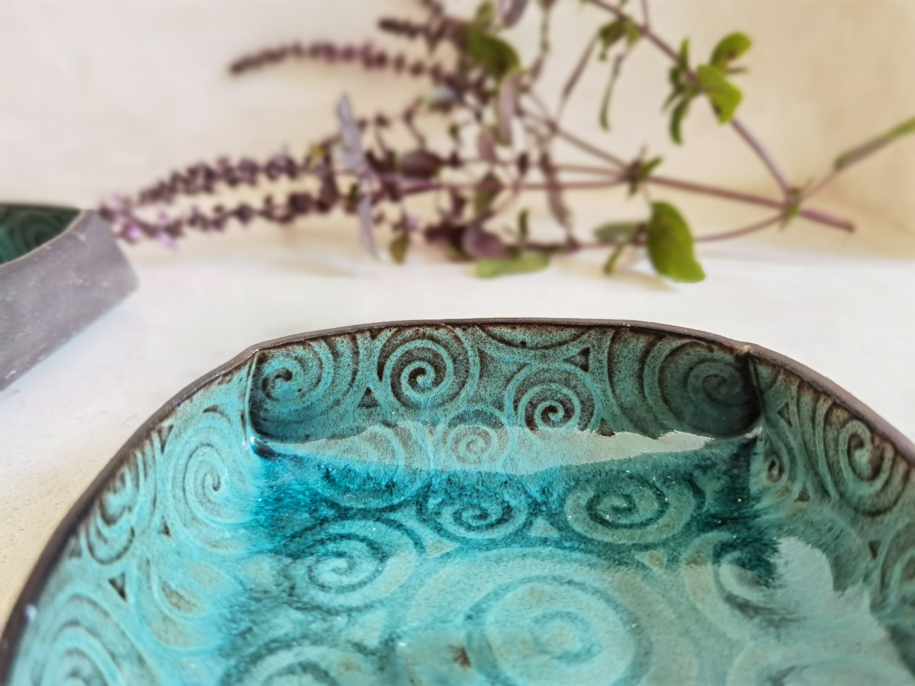 Handmade Ceramic Serving Dish Set: Turquoise Pottery Trays