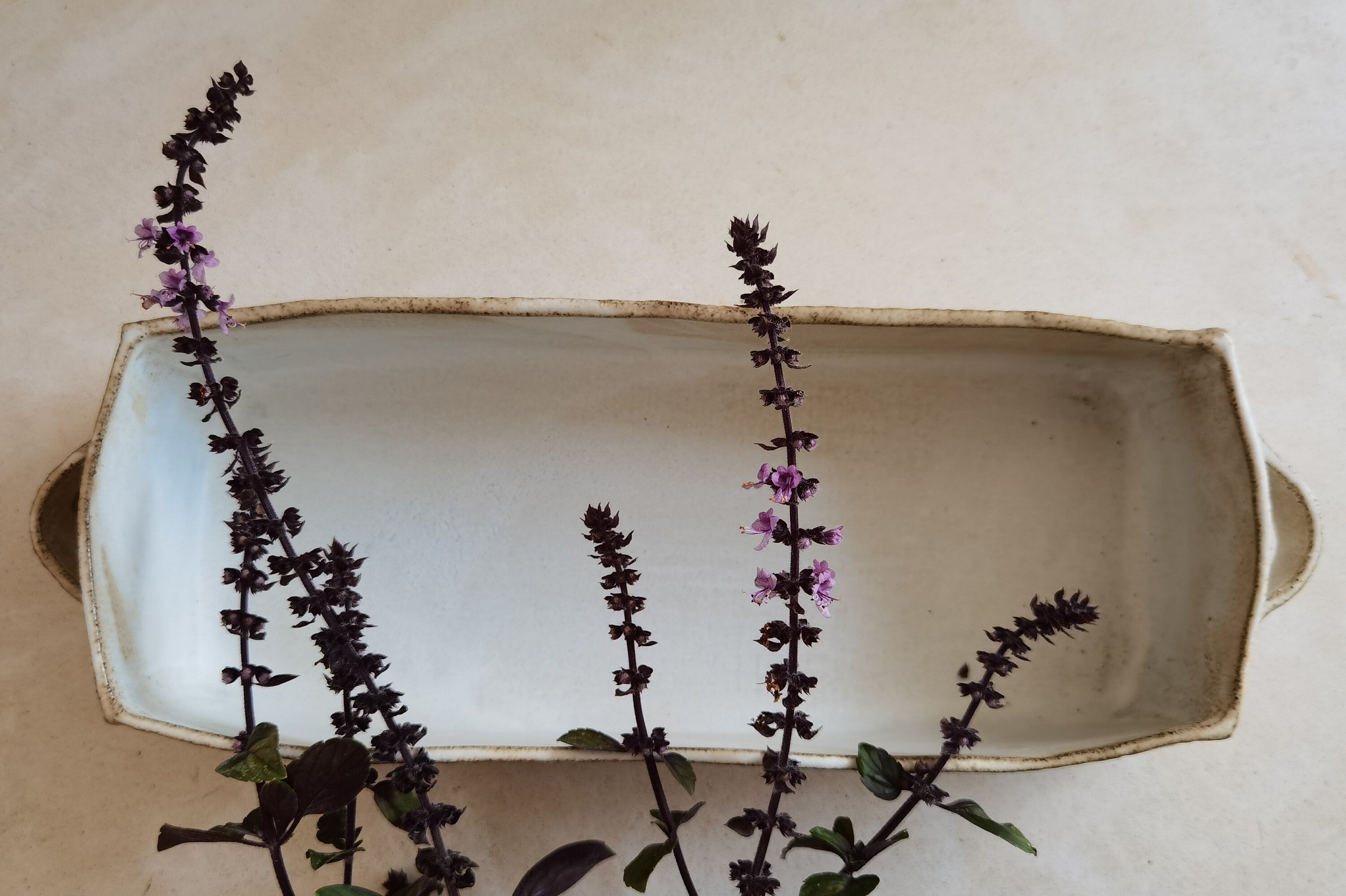 Handmade Ceramic Baking Dish: White Pottery Cookware with Print