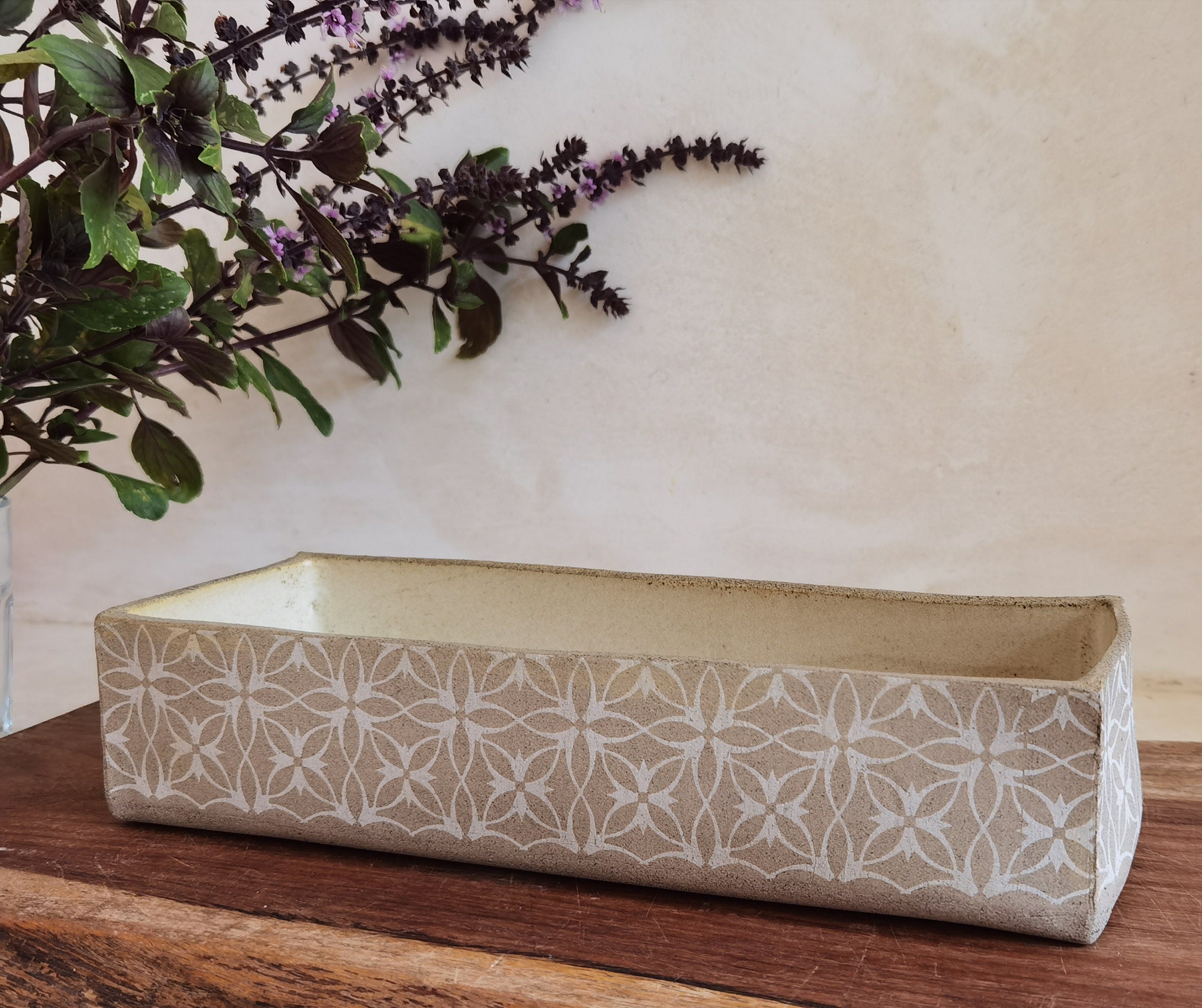 Handmade Ceramic Baking Dish: Rustic Beige Pottery Serving Dish (11.4x3.9")