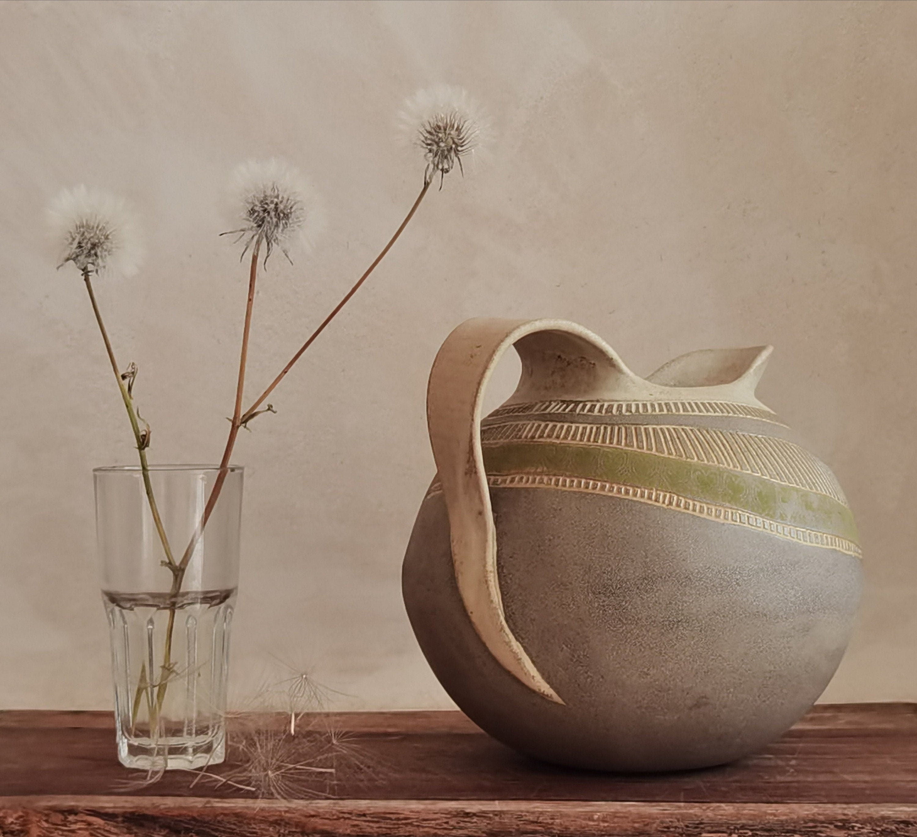 Handmade Ceramic Pitcher: Engraved Stoneware Water Jug