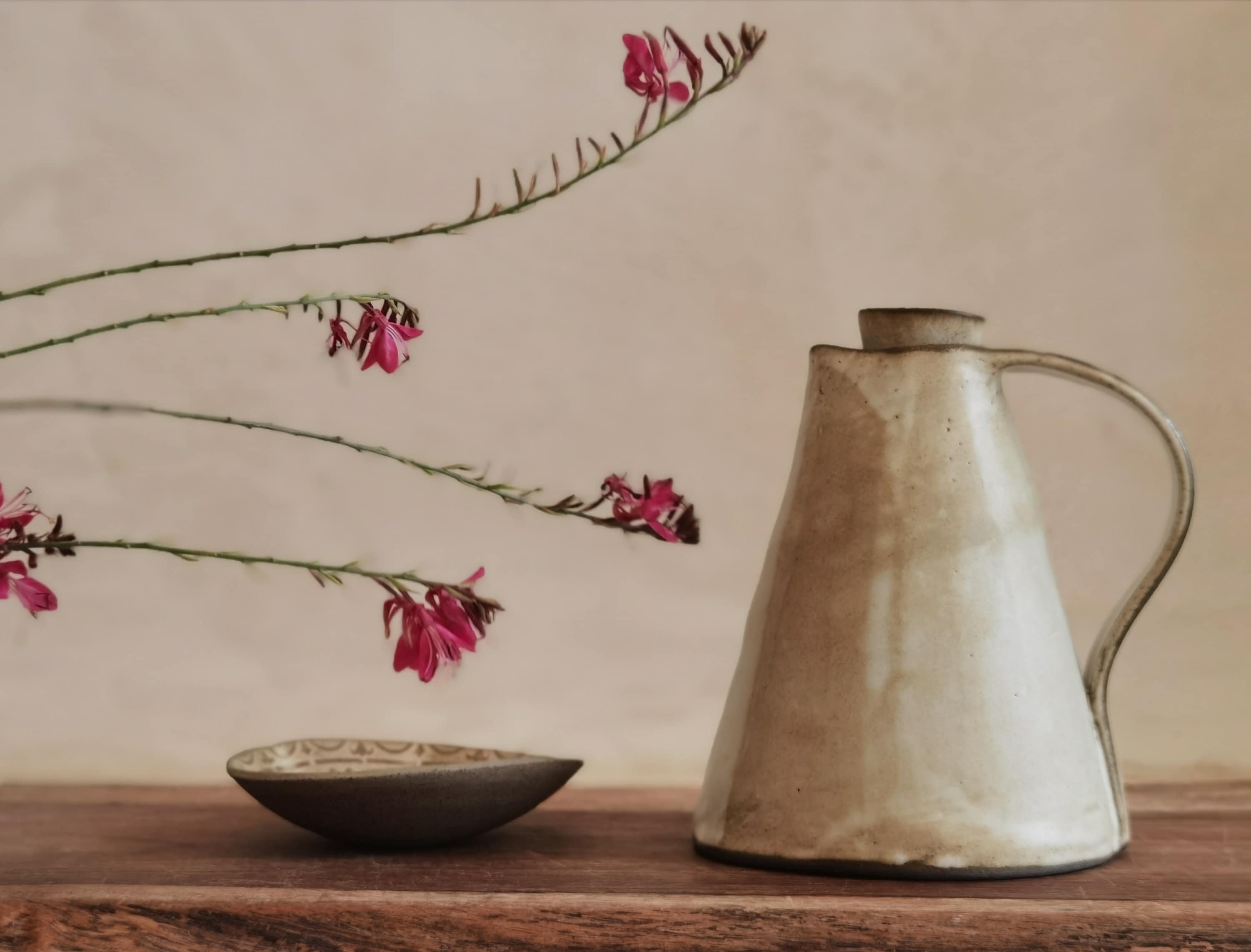 Handmade Ceramic Olive Oil Bottle: Rustic Pottery Kitchen Decor