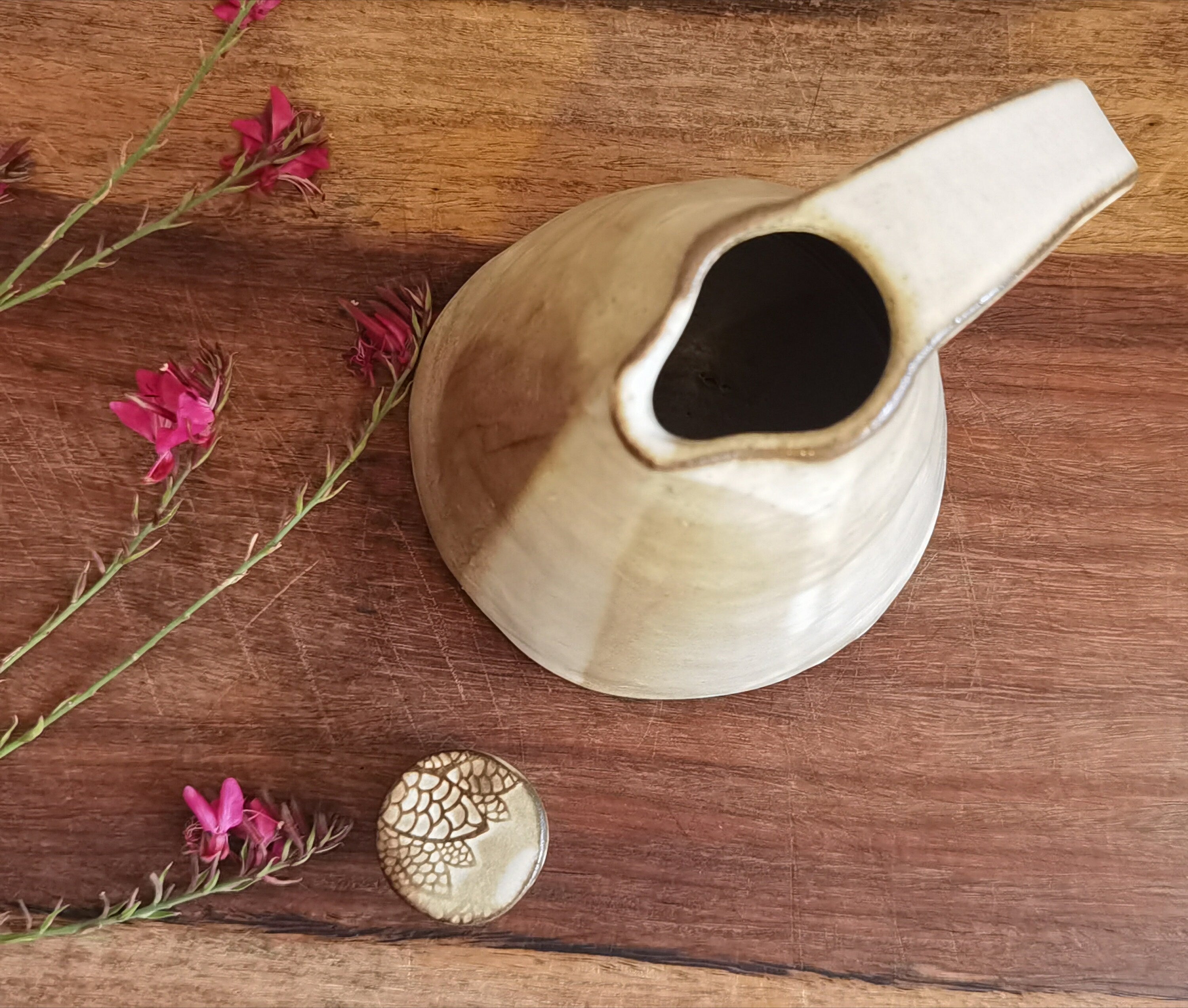 Handmade Ceramic Olive Oil Bottle: Rustic Pottery Kitchen Decor