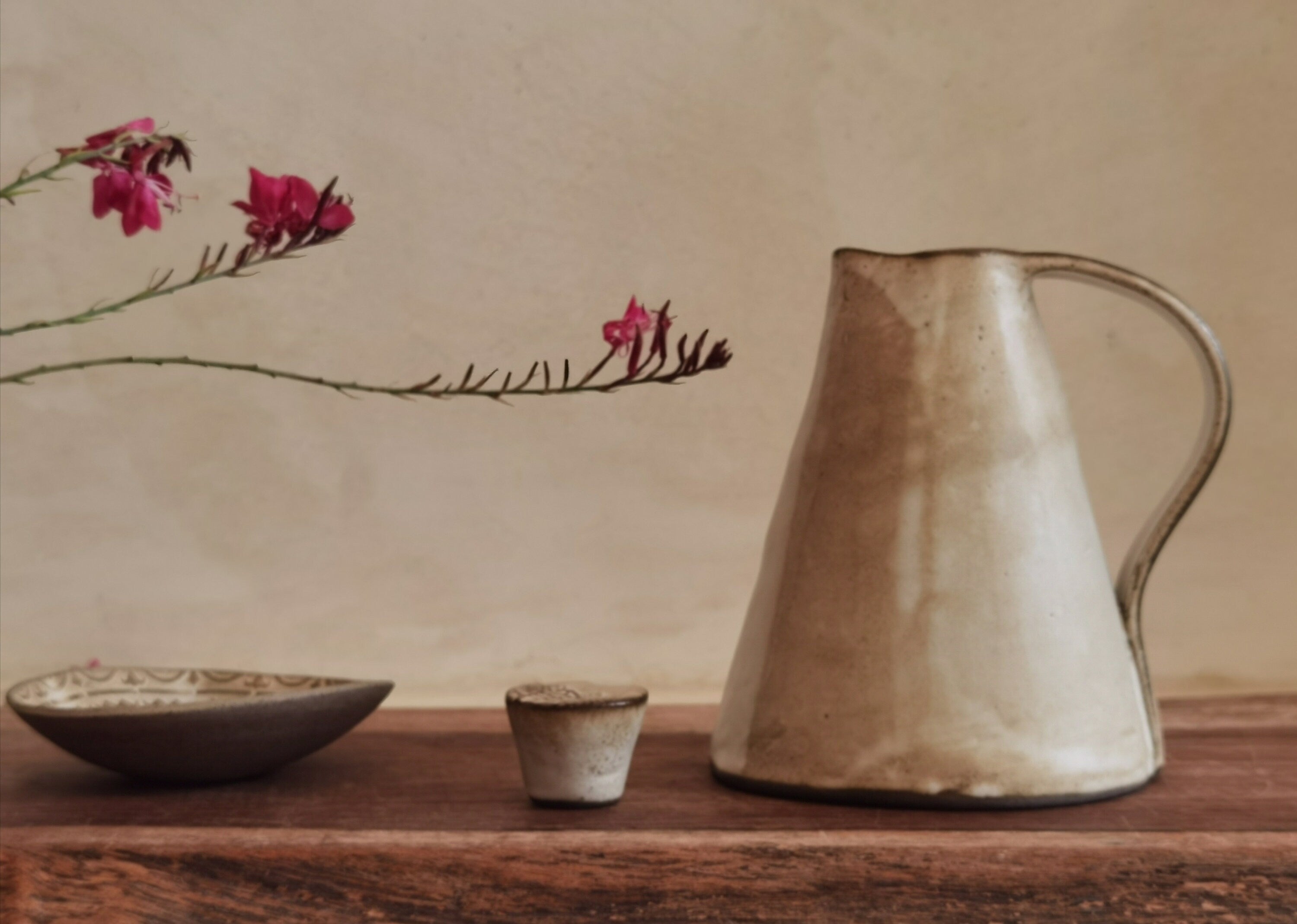 Handmade Ceramic Olive Oil Bottle: Rustic Pottery Kitchen Decor