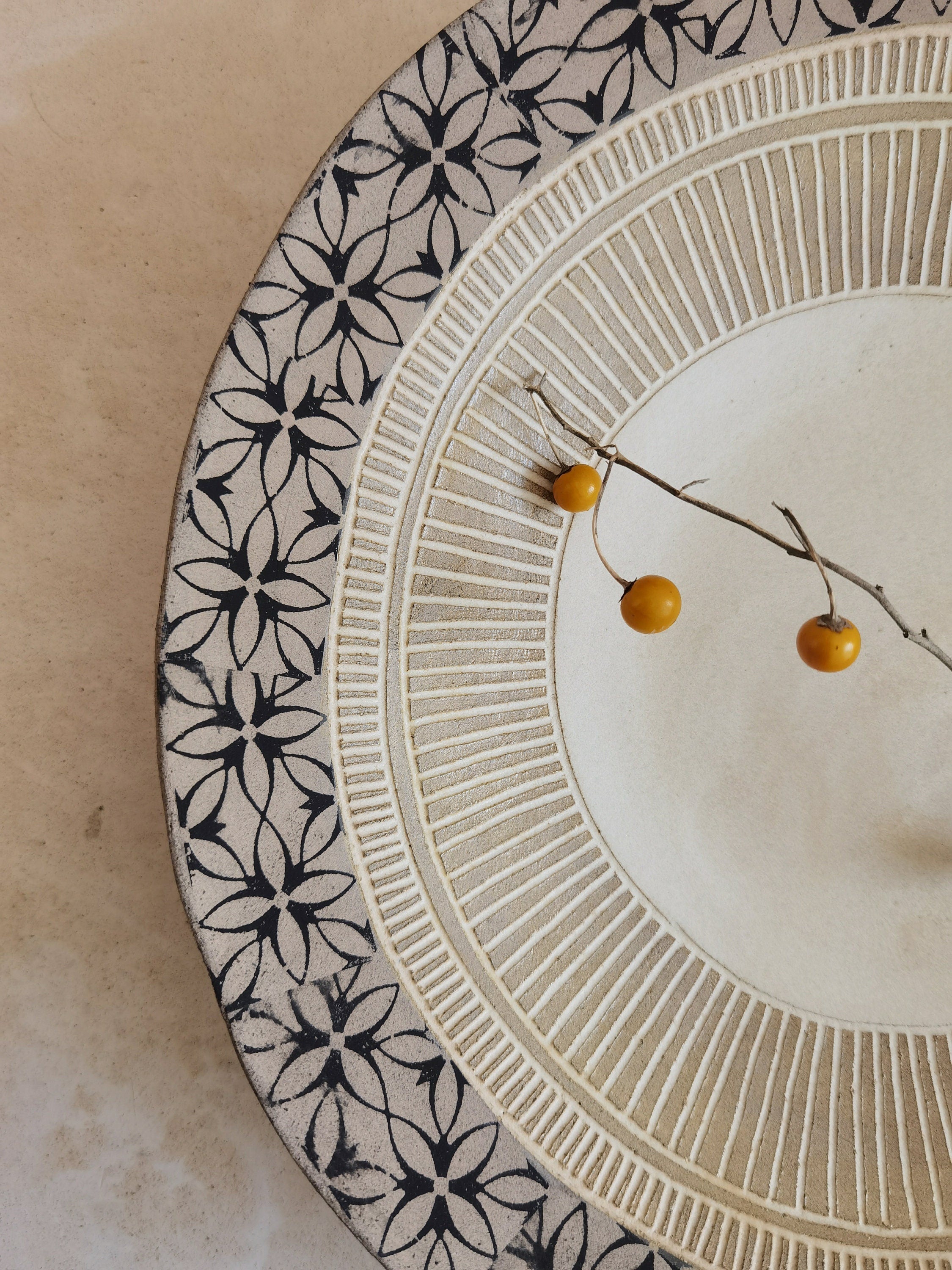 Large Handmade Pottery Serving Bowl: Rustic Decorative Centerpiece