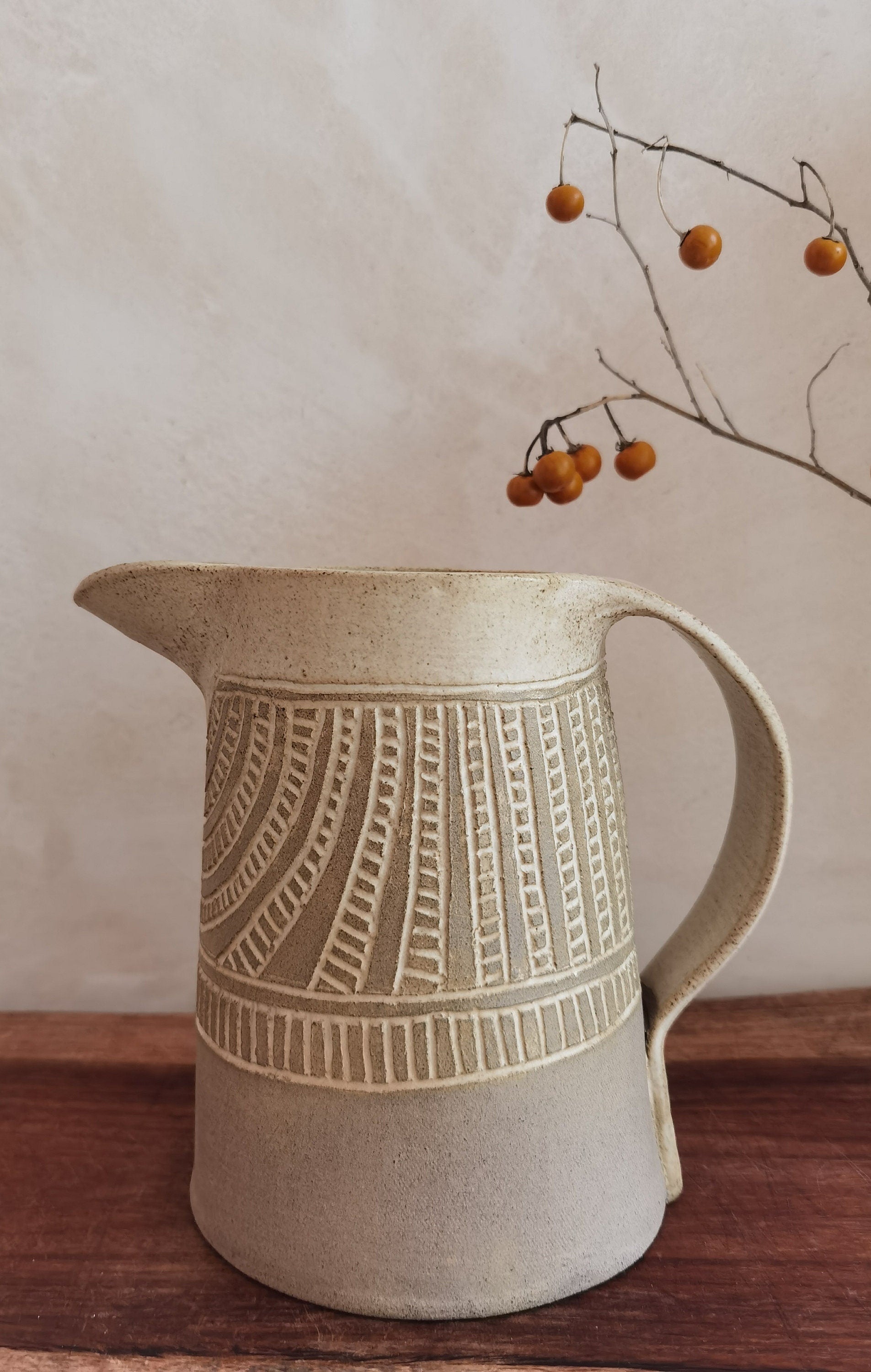 Handmade Ceramic Pitcher & Tumblers Set: Rustic Drinkware