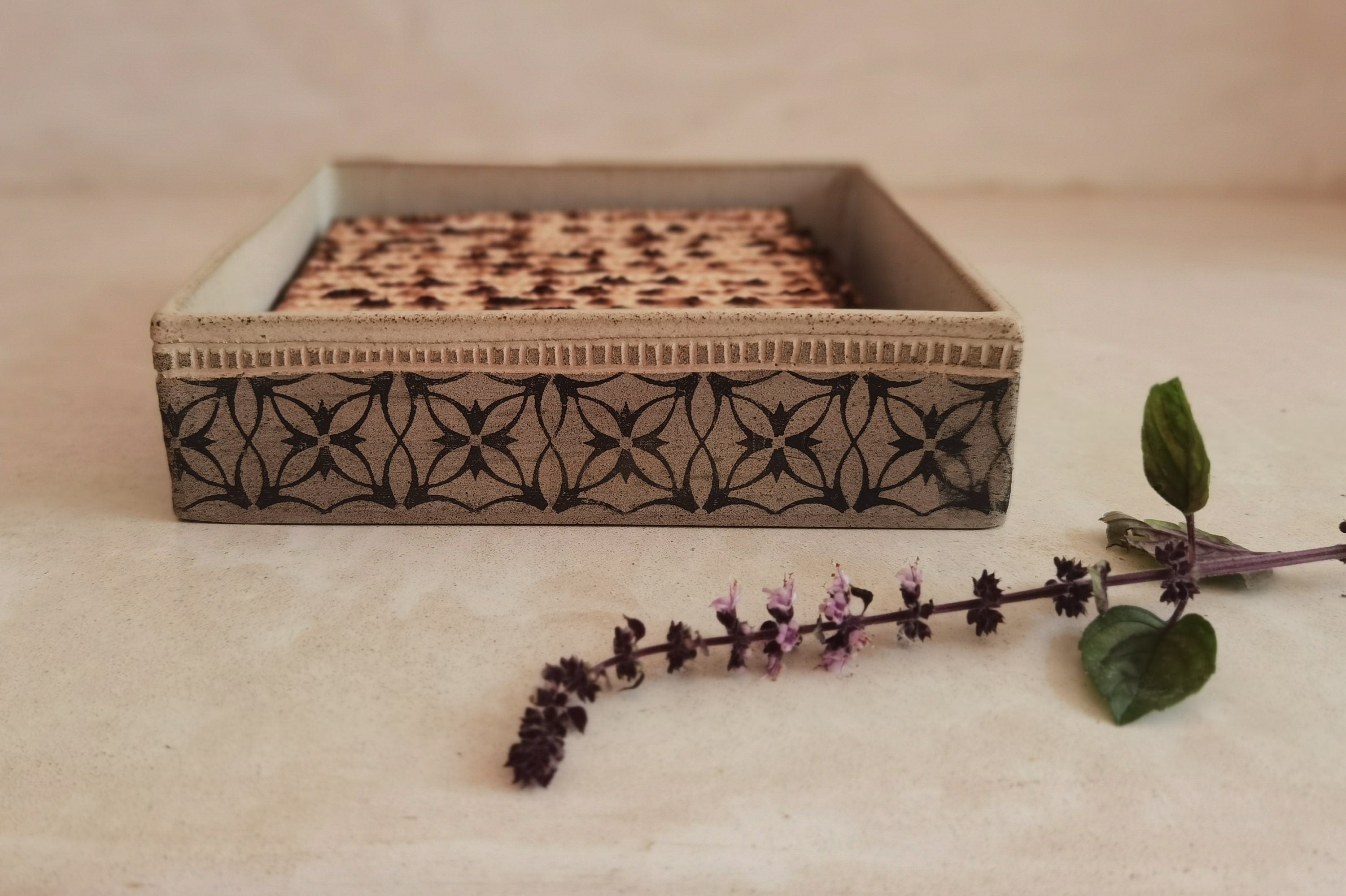 Handmade Passover Matzah Plate: Judaica Gift