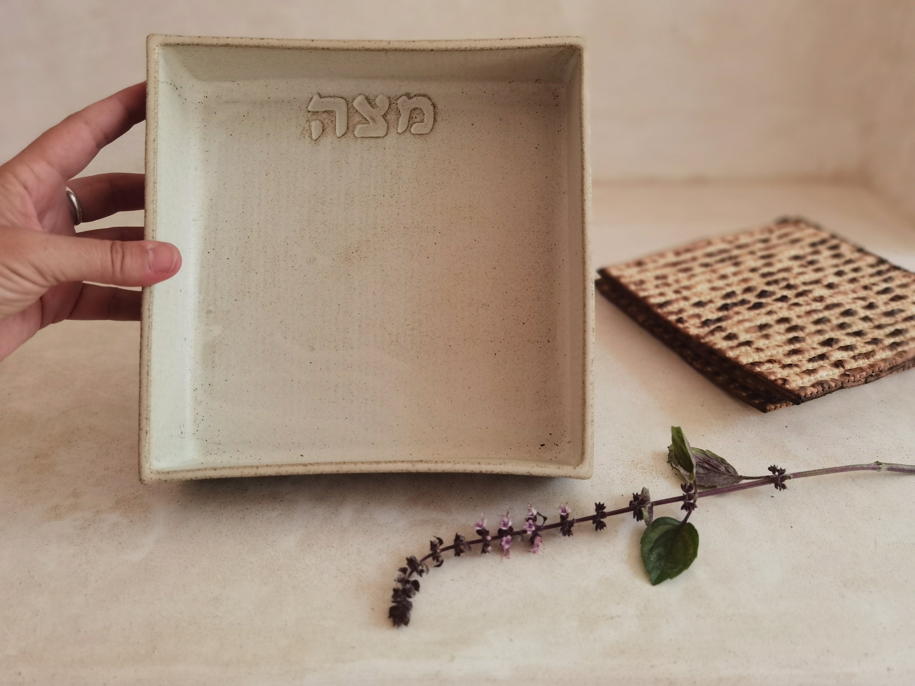 Handmade Passover Matzah Plate: Judaica Gift
