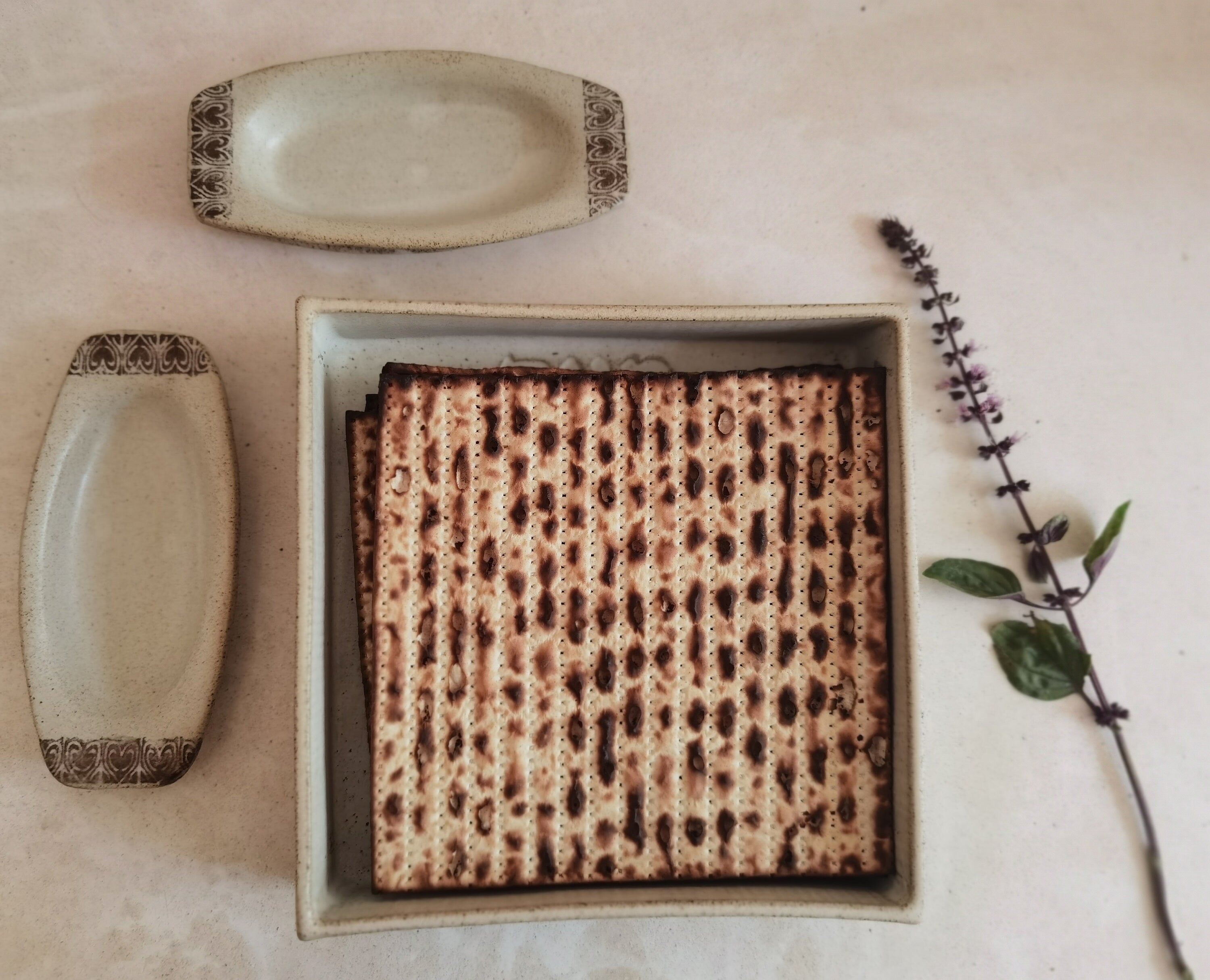 Handmade Passover Matzah Plate: Judaica Gift