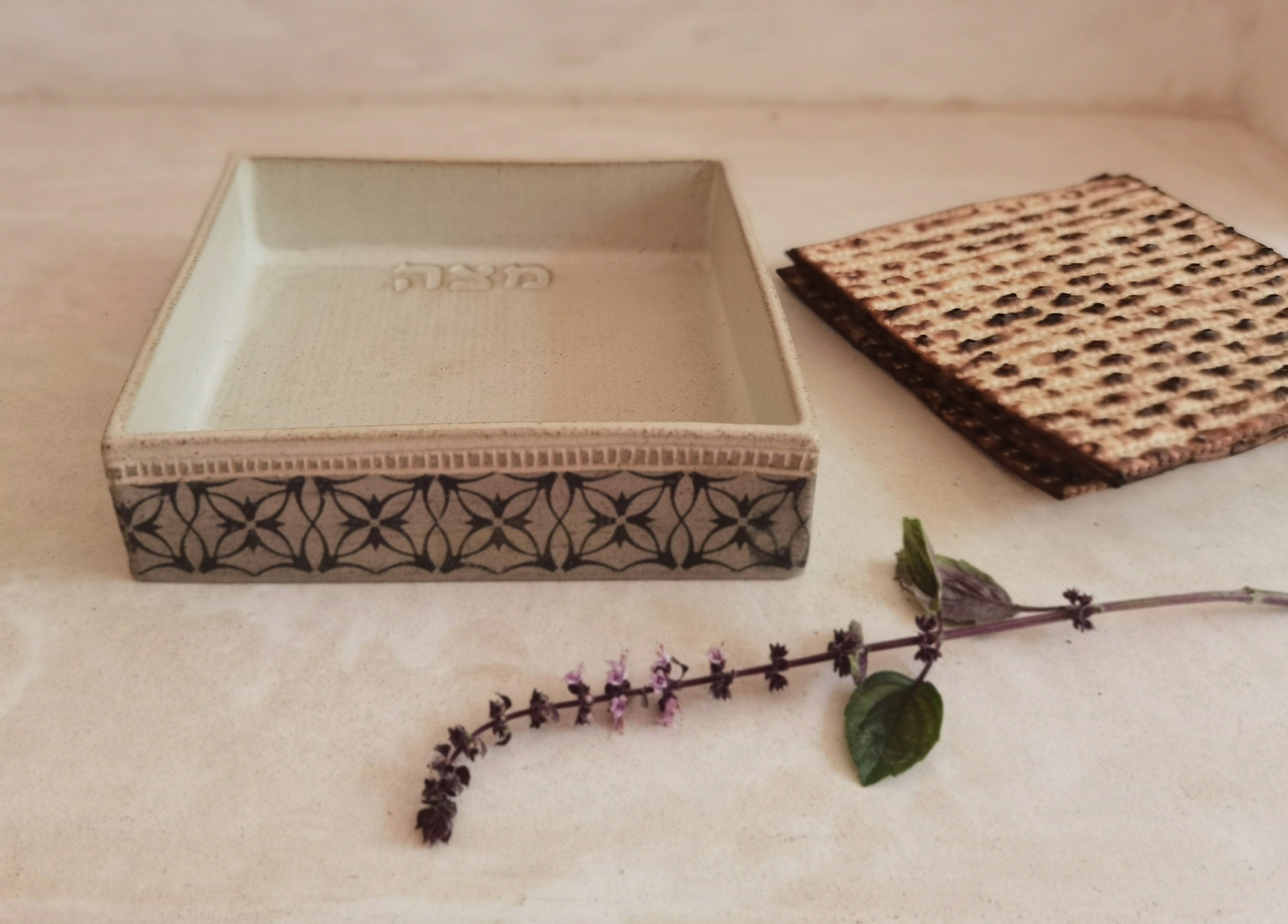 Handmade Passover Matzah Plate: Judaica Gift