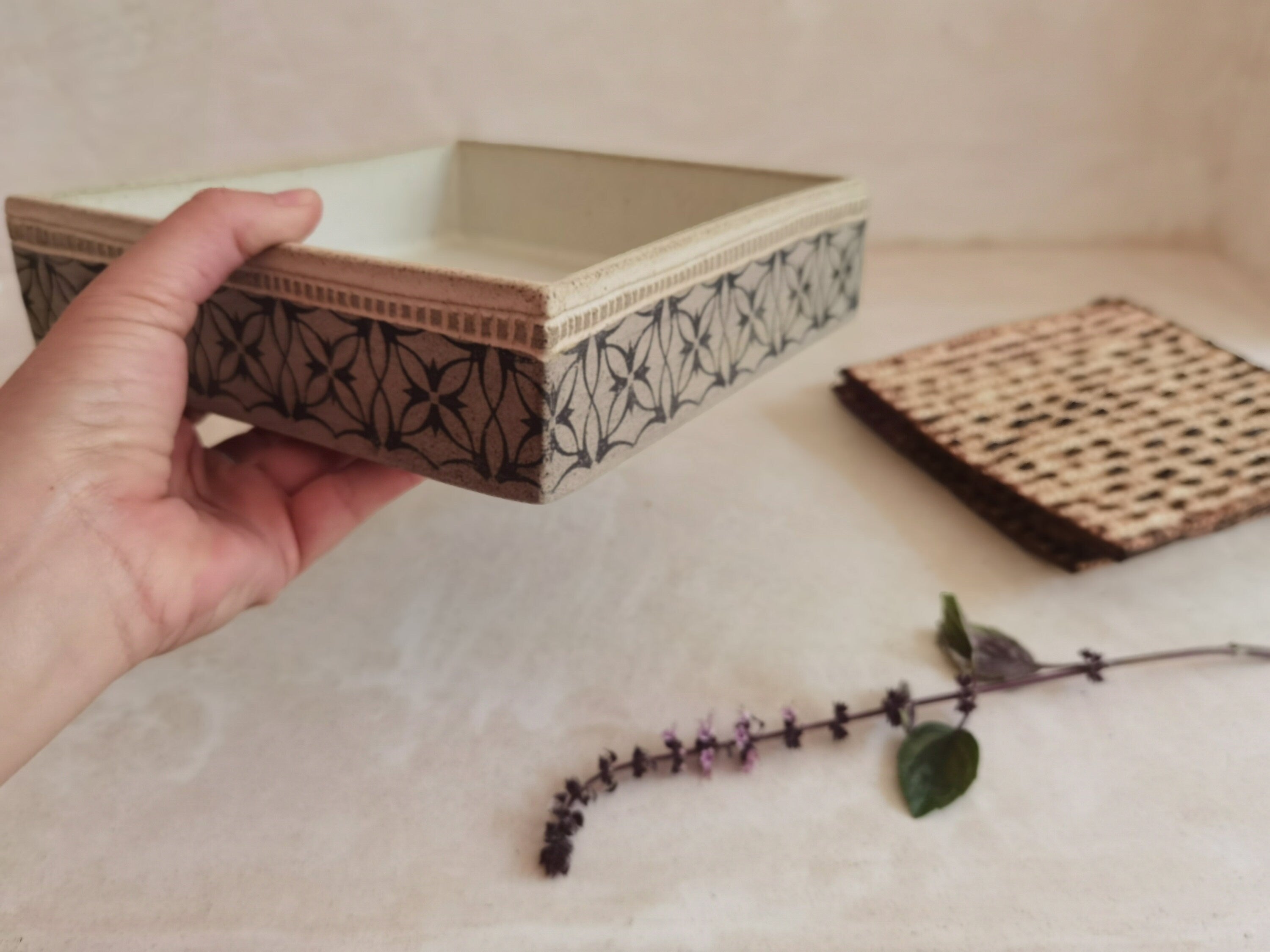 Handmade Passover Matzah Plate: Judaica Gift