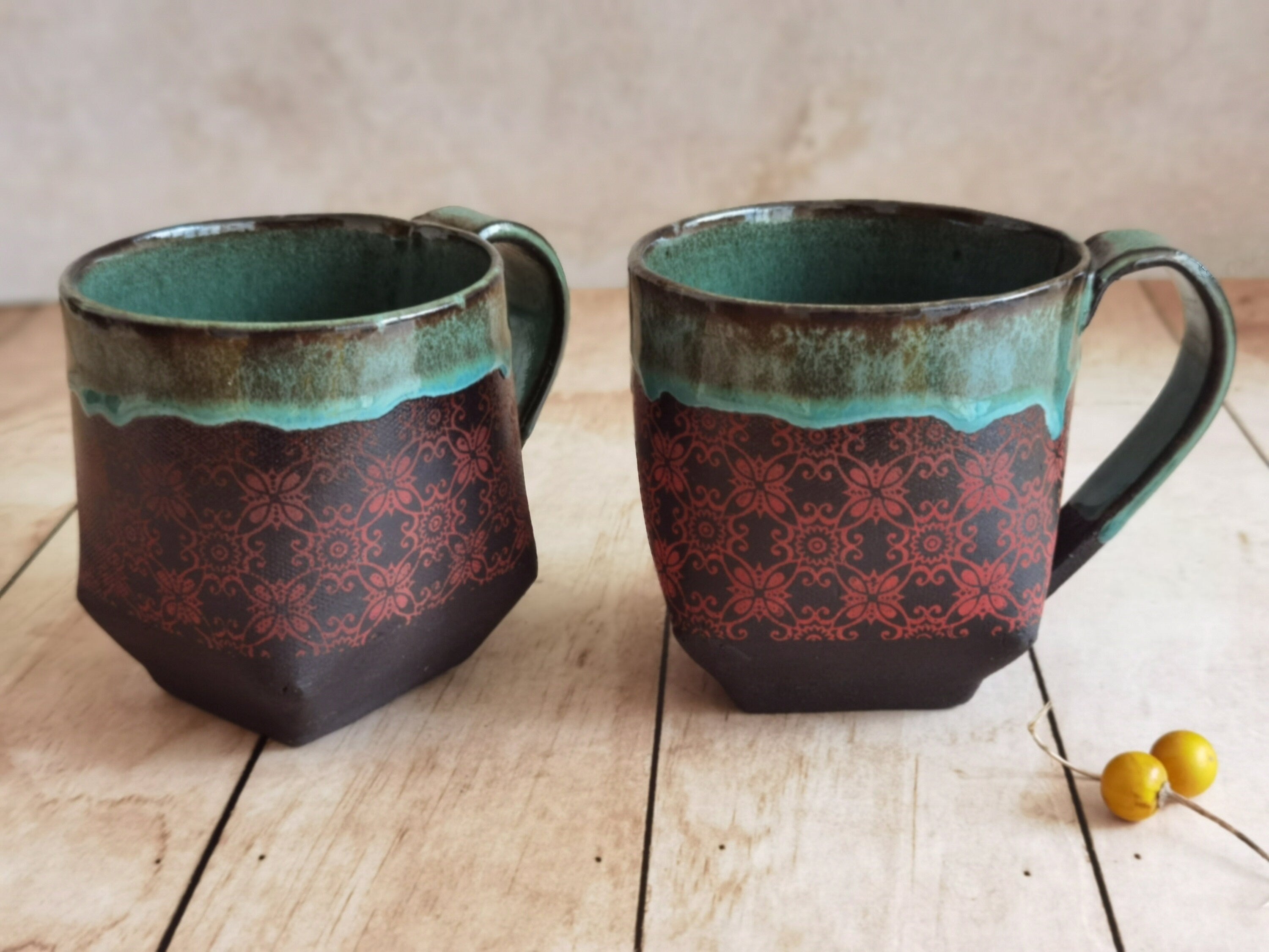 Black & Turquoise Ceramic Mug: Handmade Pottery Cup