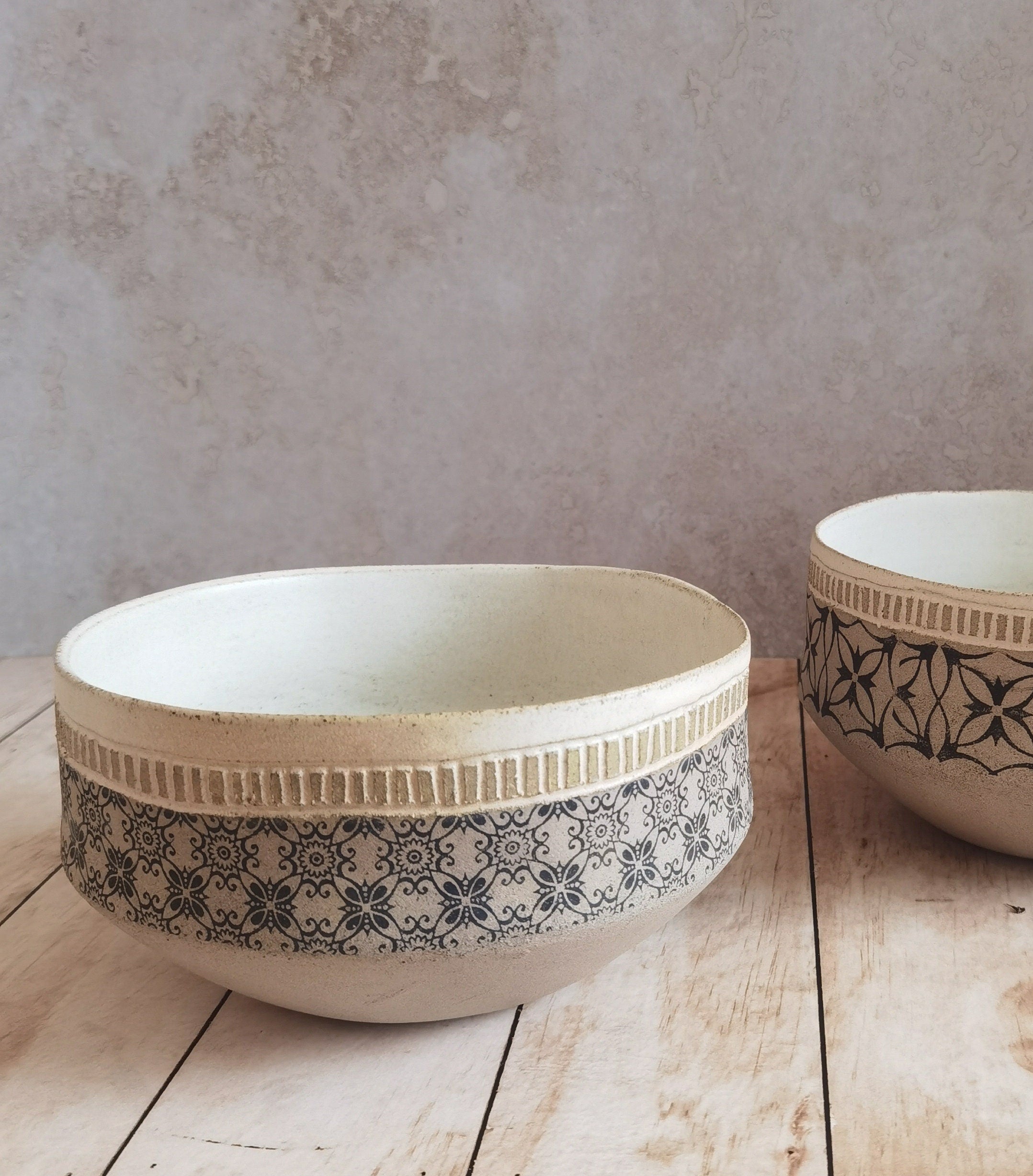 Rustic Handmade Pottery Bowl: Tall Decorative Serving Dish