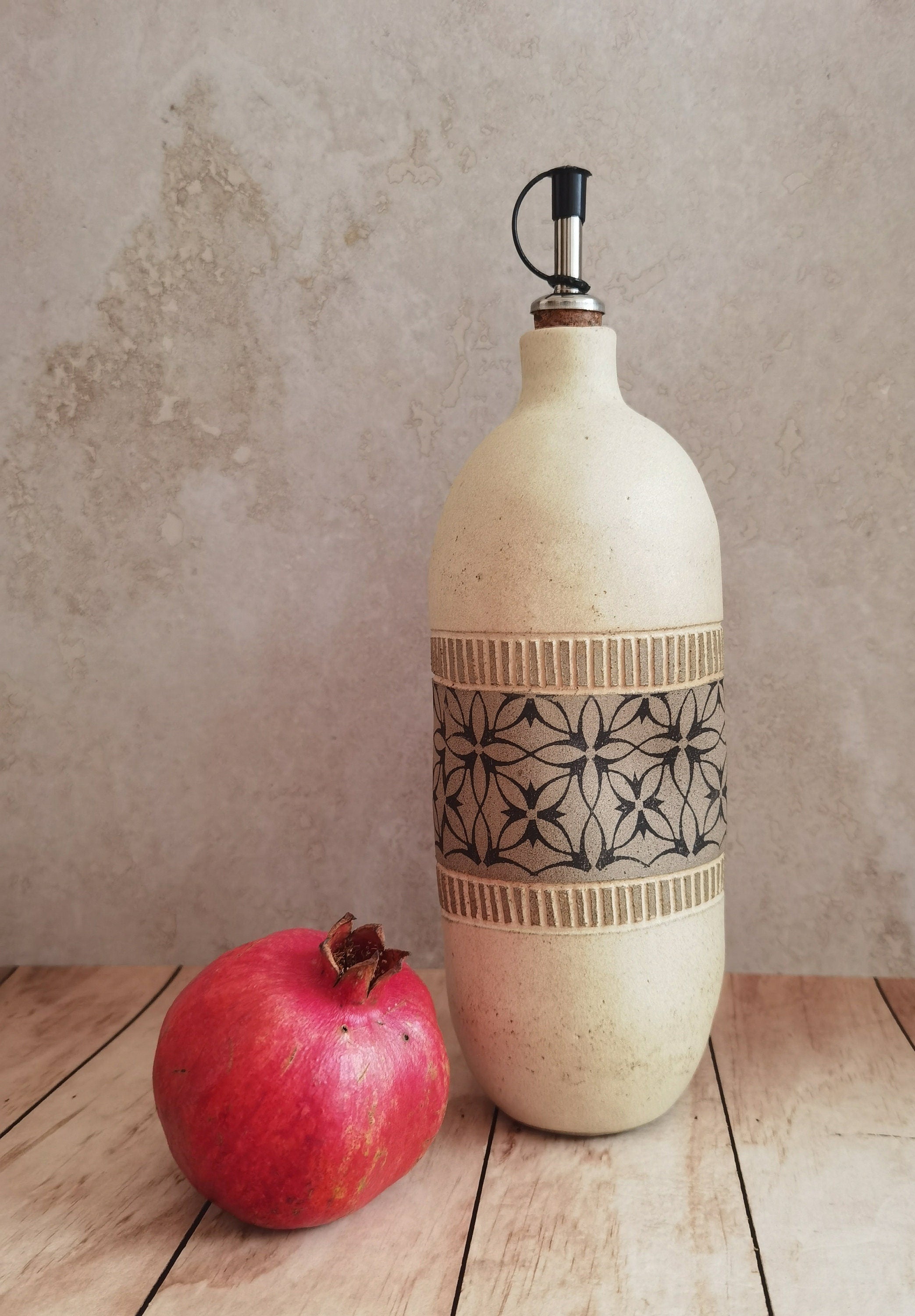 Handmade Ceramic Olive Oil Bottle: Rustic Pottery Dispenser