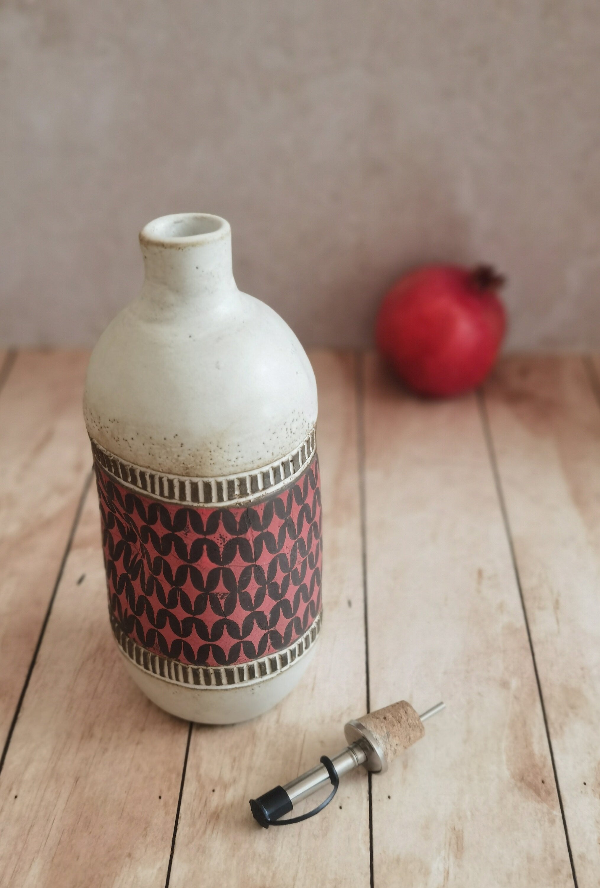 Handmade Ceramic Olive Oil Cruet: Rustic Kitchen Decor