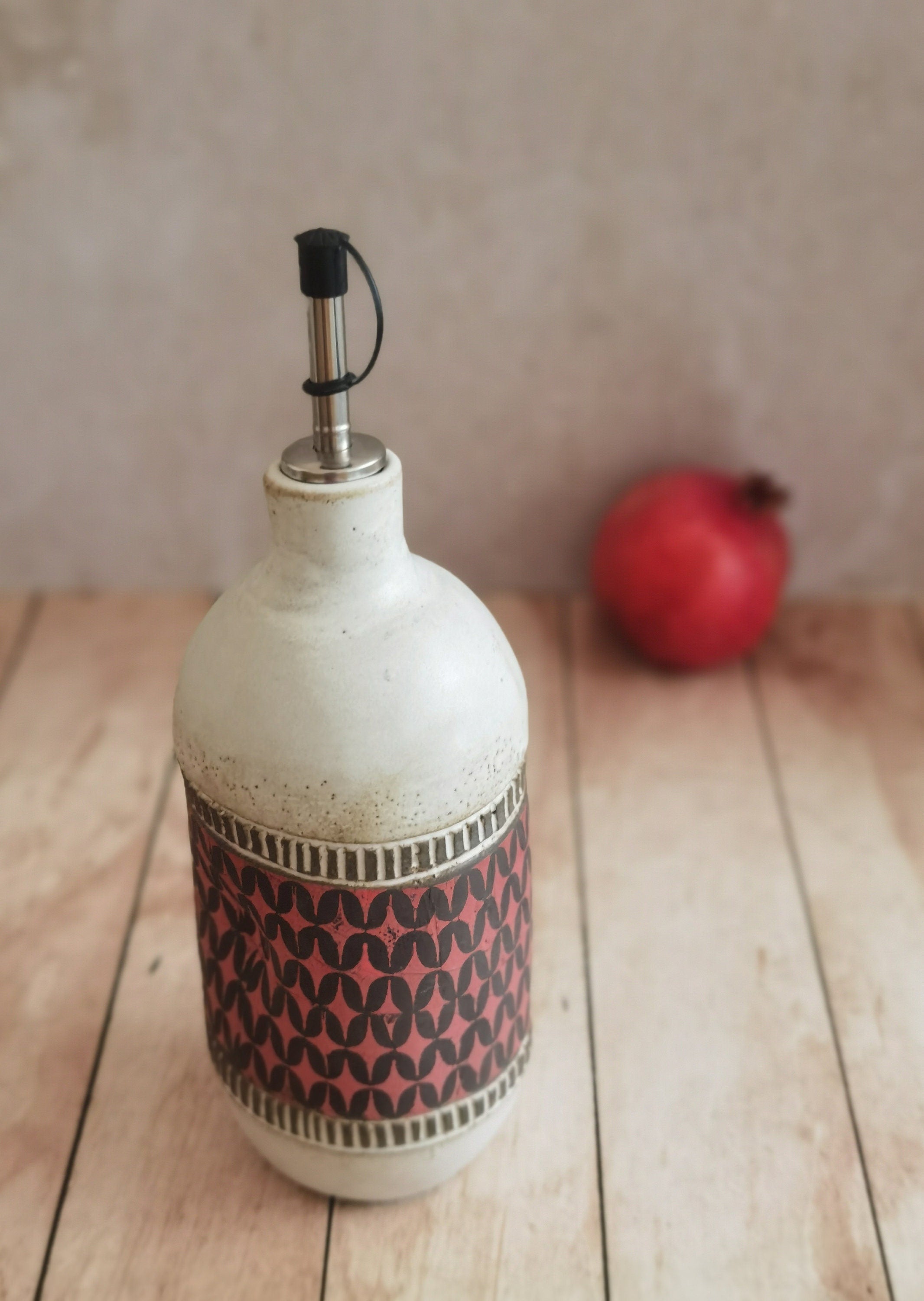 Handmade Ceramic Olive Oil Cruet: Rustic Kitchen Decor