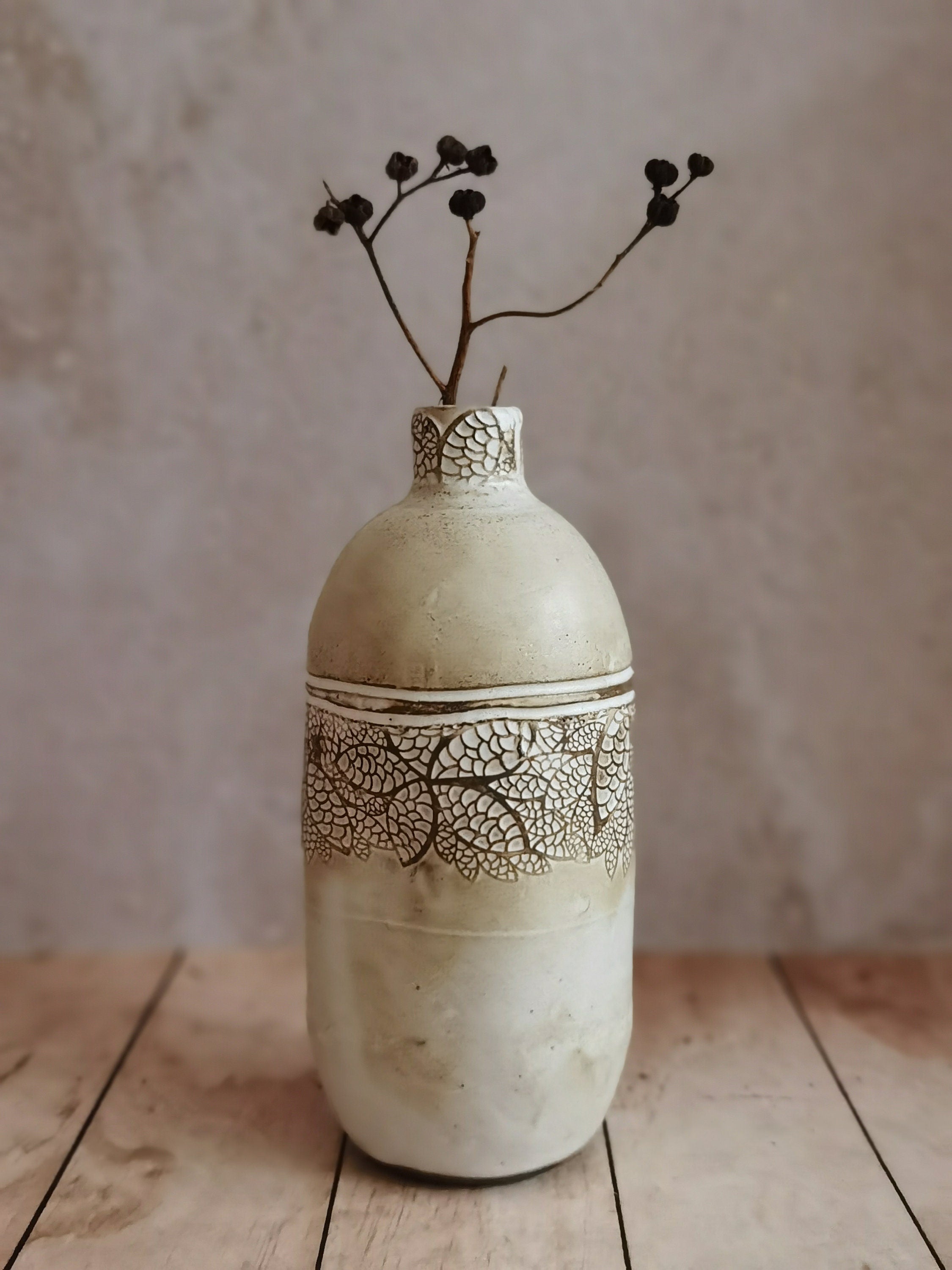 Handmade Ceramic Olive Oil Bottle: Rustic Pottery Dispenser, 30 oz