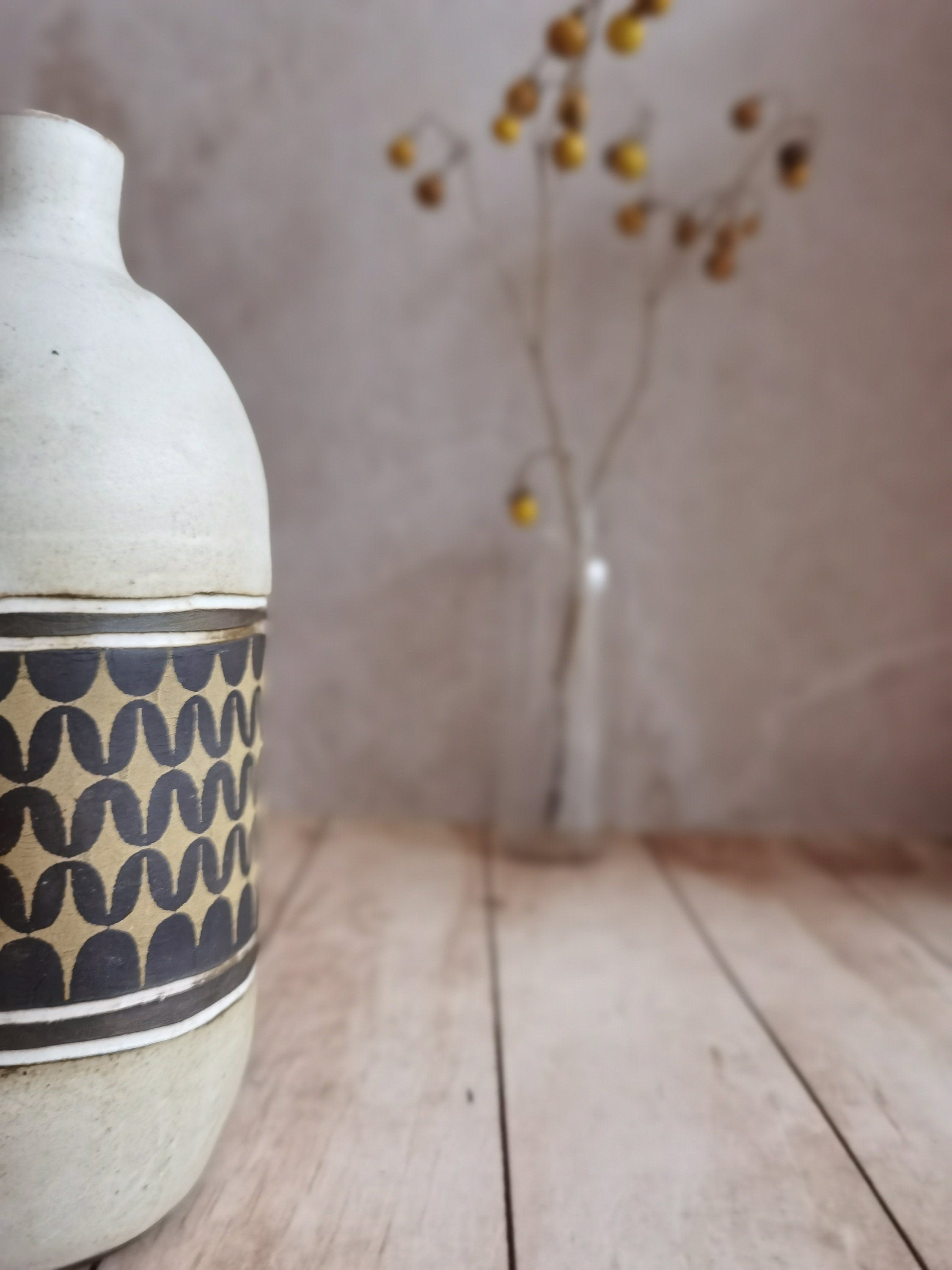 Handmade Ceramic Olive Oil Bottle: Rustic Pottery Dispenser, 30 oz