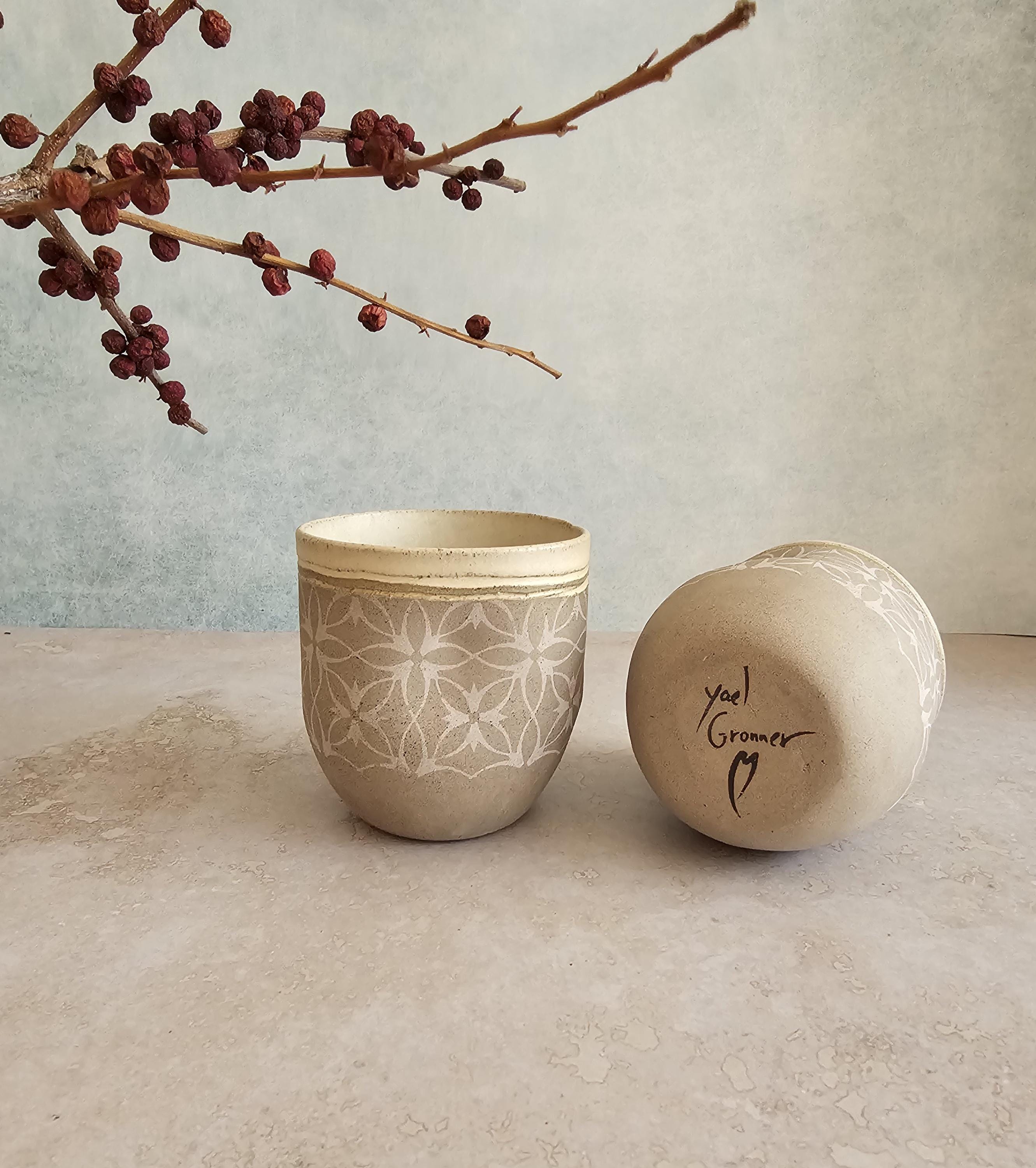 Handmade Ceramic Mugs Set: Vintage Pottery Cups for Tea Lovers