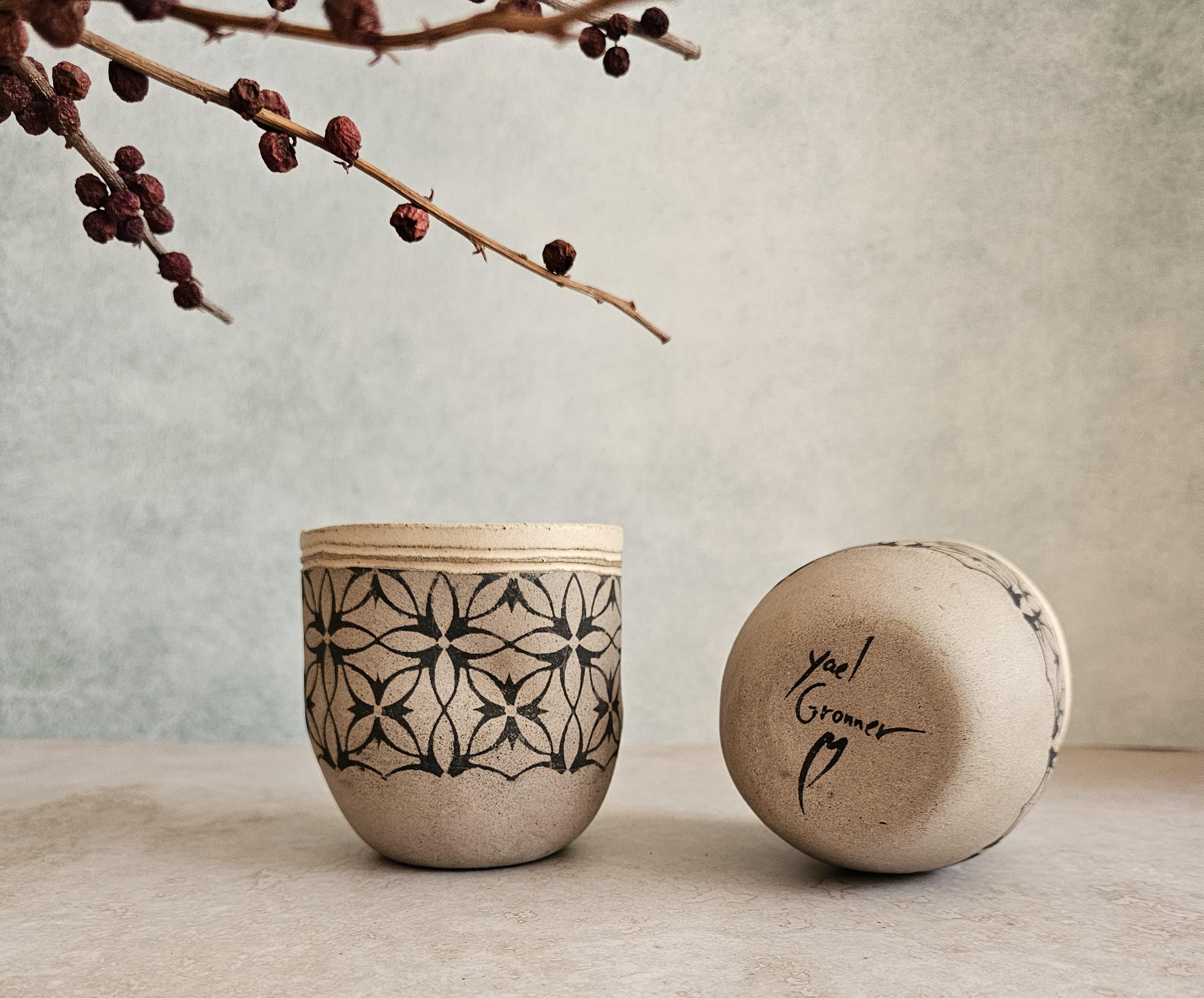 Set of Two Handmade Ceramic Mugs: Pottery Tea Cups