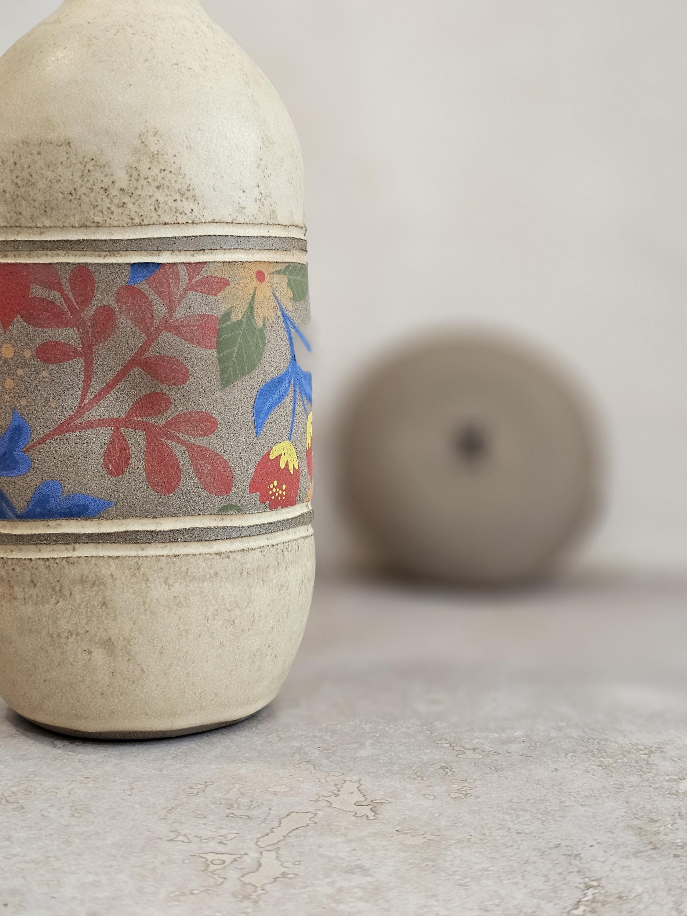 Handmade Ceramic Olive Oil Bottle: Rustic Kitchen Decor, 30 oz
