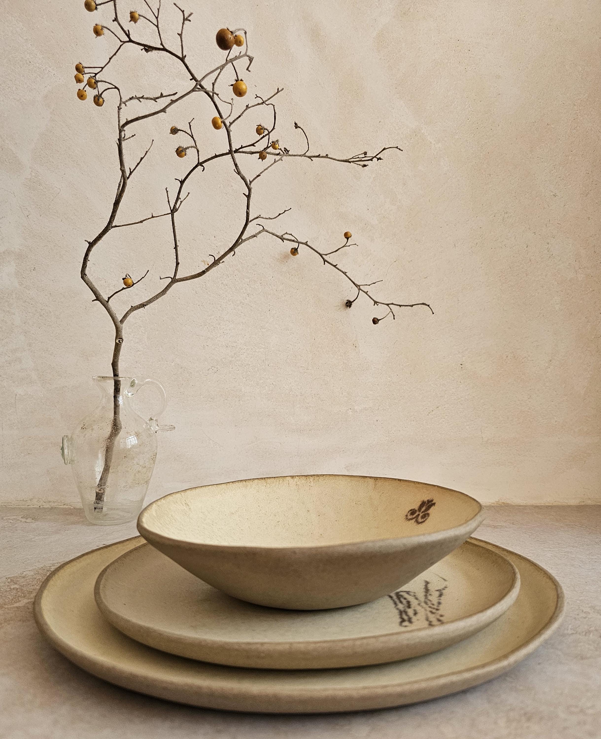 Handmade Ceramic Dinnerware Set: Horse Decorations, Unique pottery, Rustic style