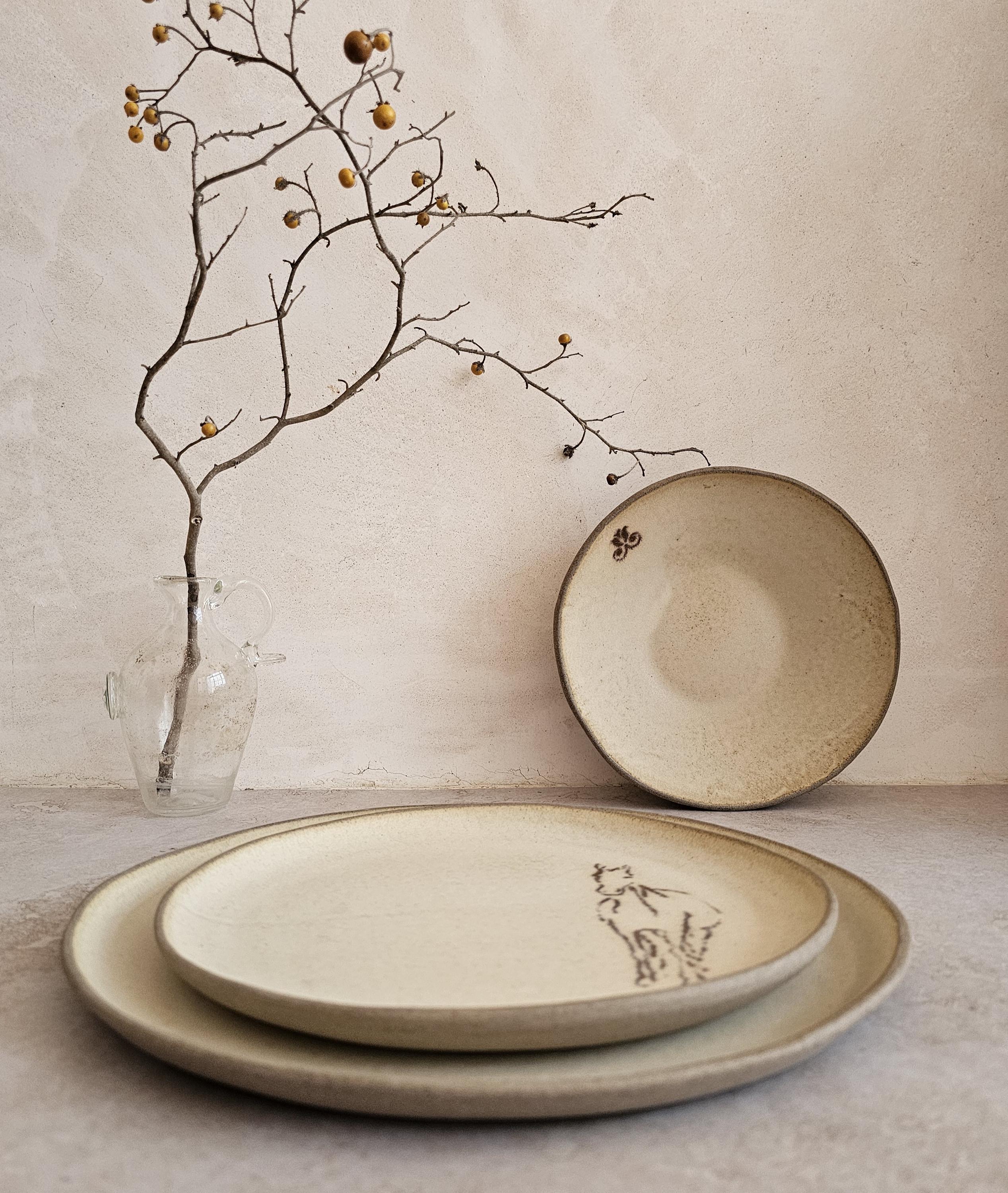 Handmade Ceramic Dinnerware Set: Horse Decorations, Unique pottery, Rustic style