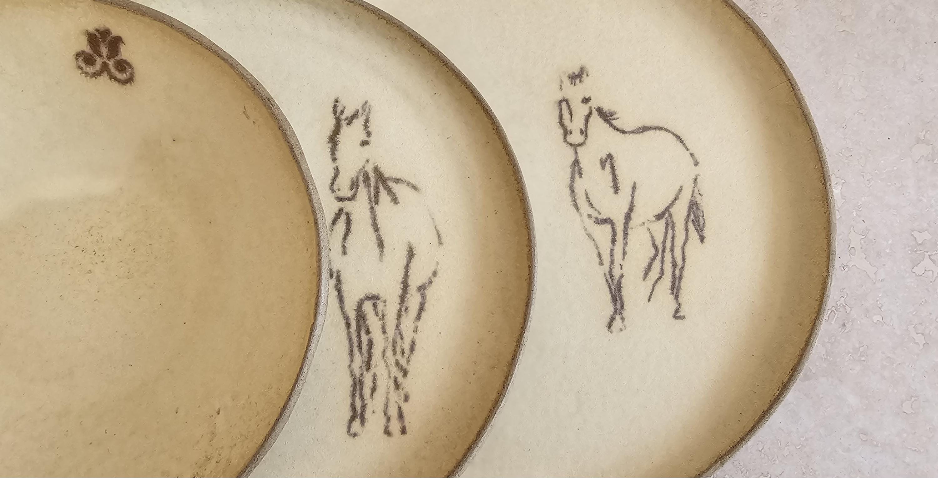 Handmade Ceramic Dinnerware Set: Horse Decorations, Unique pottery, Rustic style